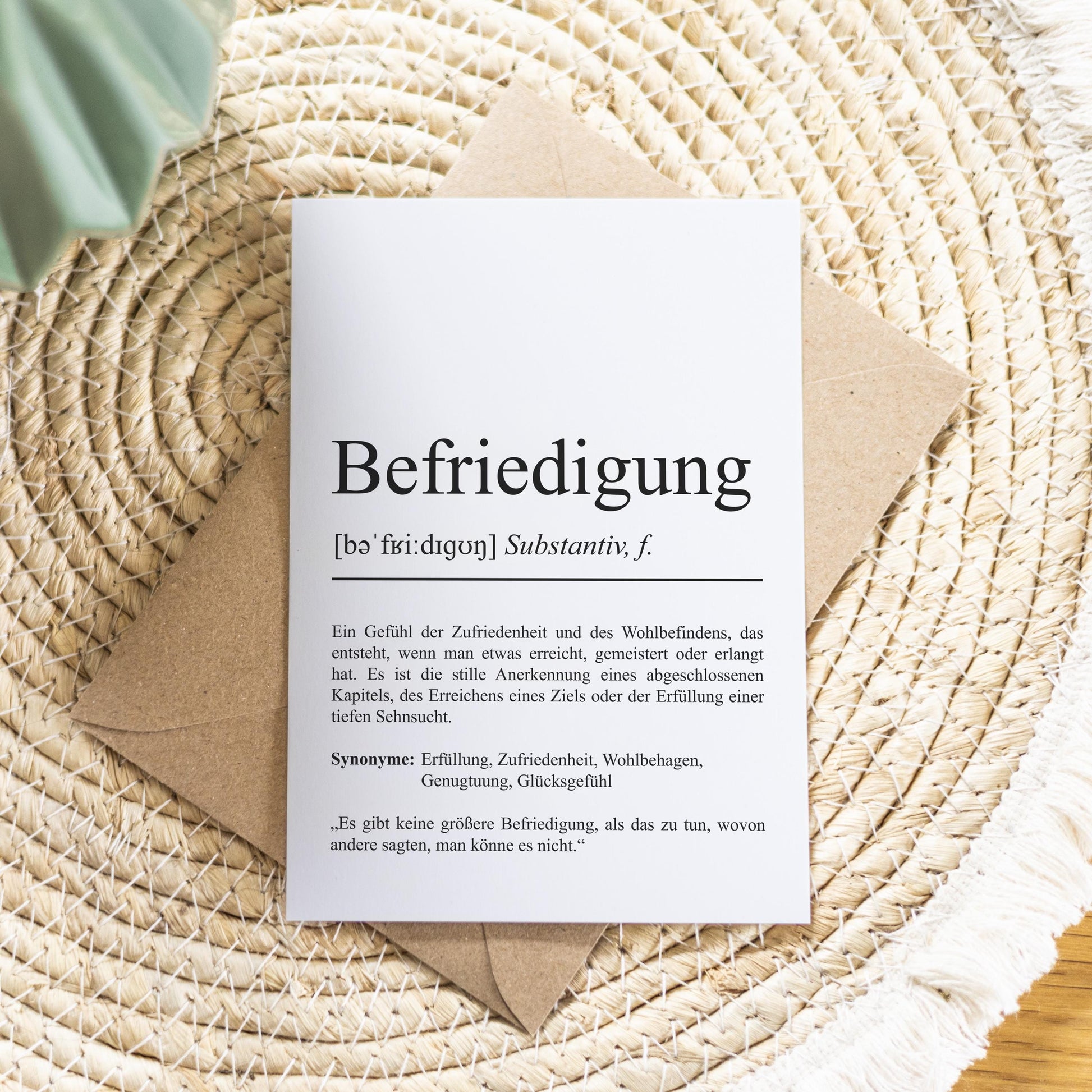 Befriedigung Definition Karte personaliserbar Emotionen Mutmacher Karte Spirituelle Karte Motivationskarte