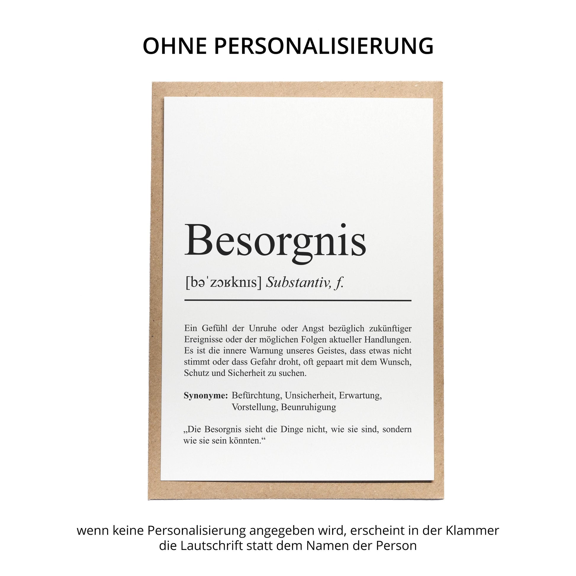 Besorgnis Definition Karte personaliserbar Emotionen Mutmacher Karte Spirituelle Karte Motivationskarte