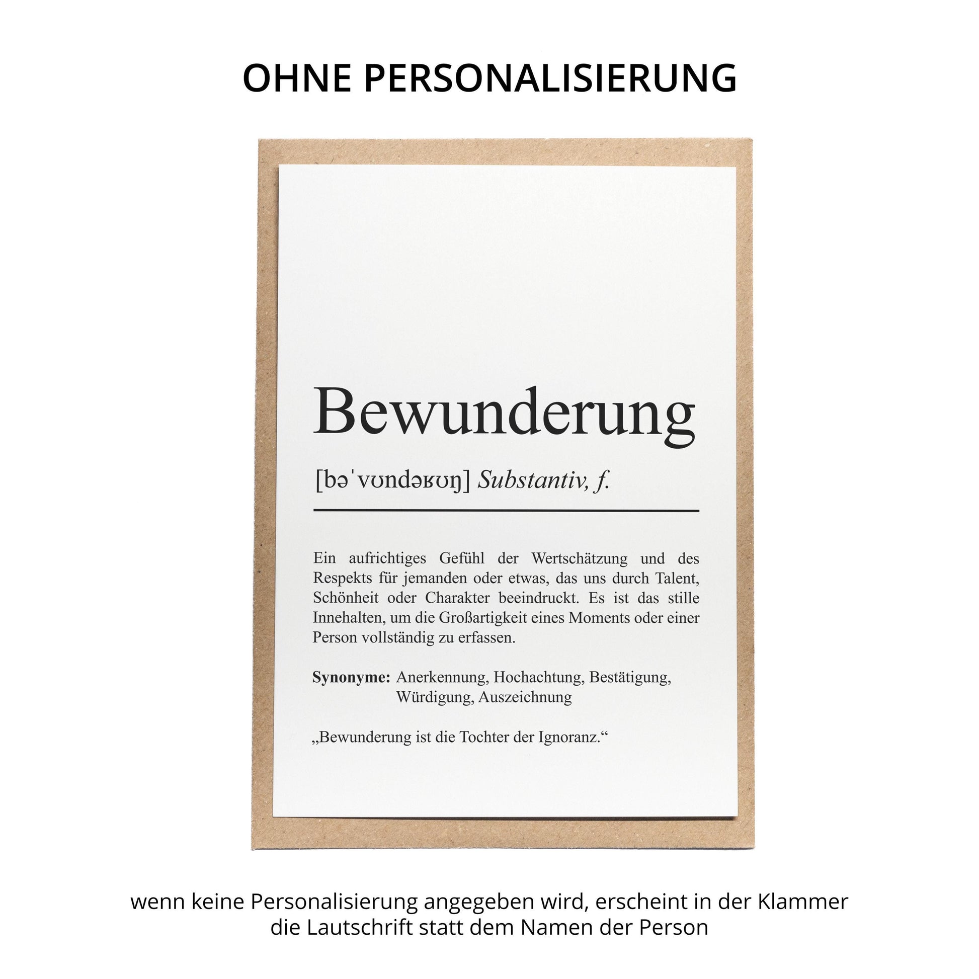 Bewunderung Definition Karte personaliserbar Emotionen Mutmacher Karte Spirituelle Karte Motivationskarte