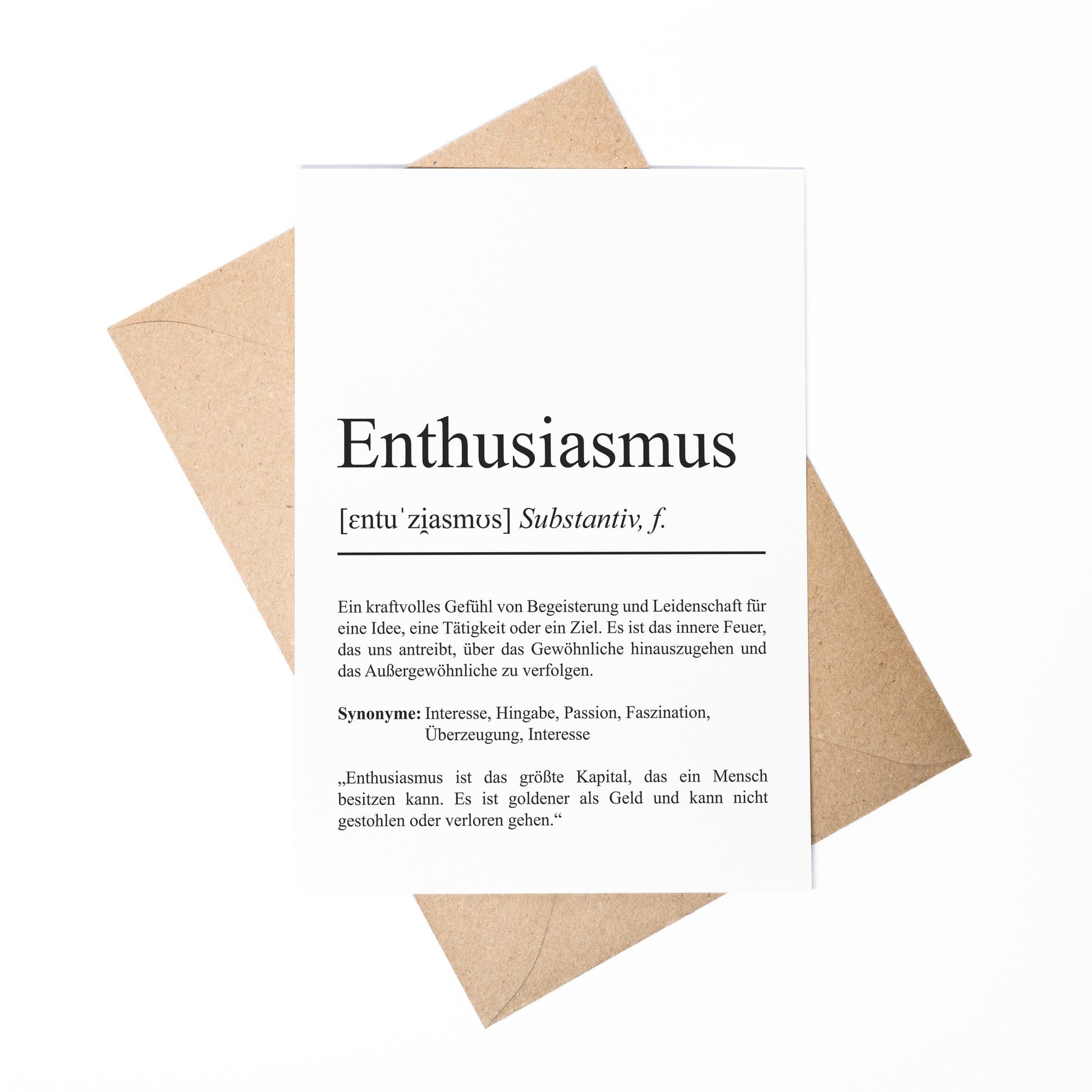 Enthusiasmus Definition Karte personaliserbar Emotionen Mutmacher Karte Spirituelle Karte Motivationskarte