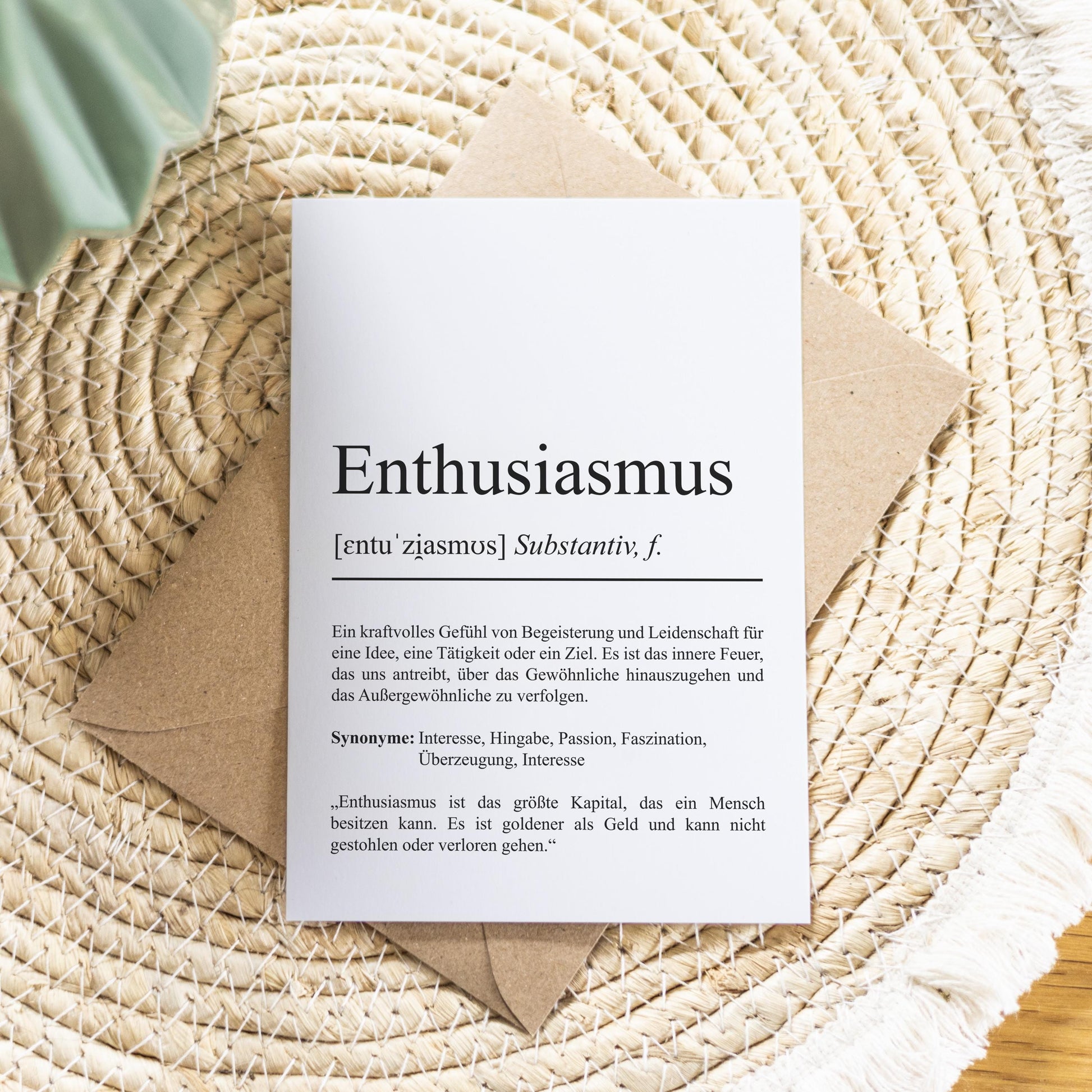 Enthusiasmus Definition Karte personaliserbar Emotionen Mutmacher Karte Spirituelle Karte Motivationskarte