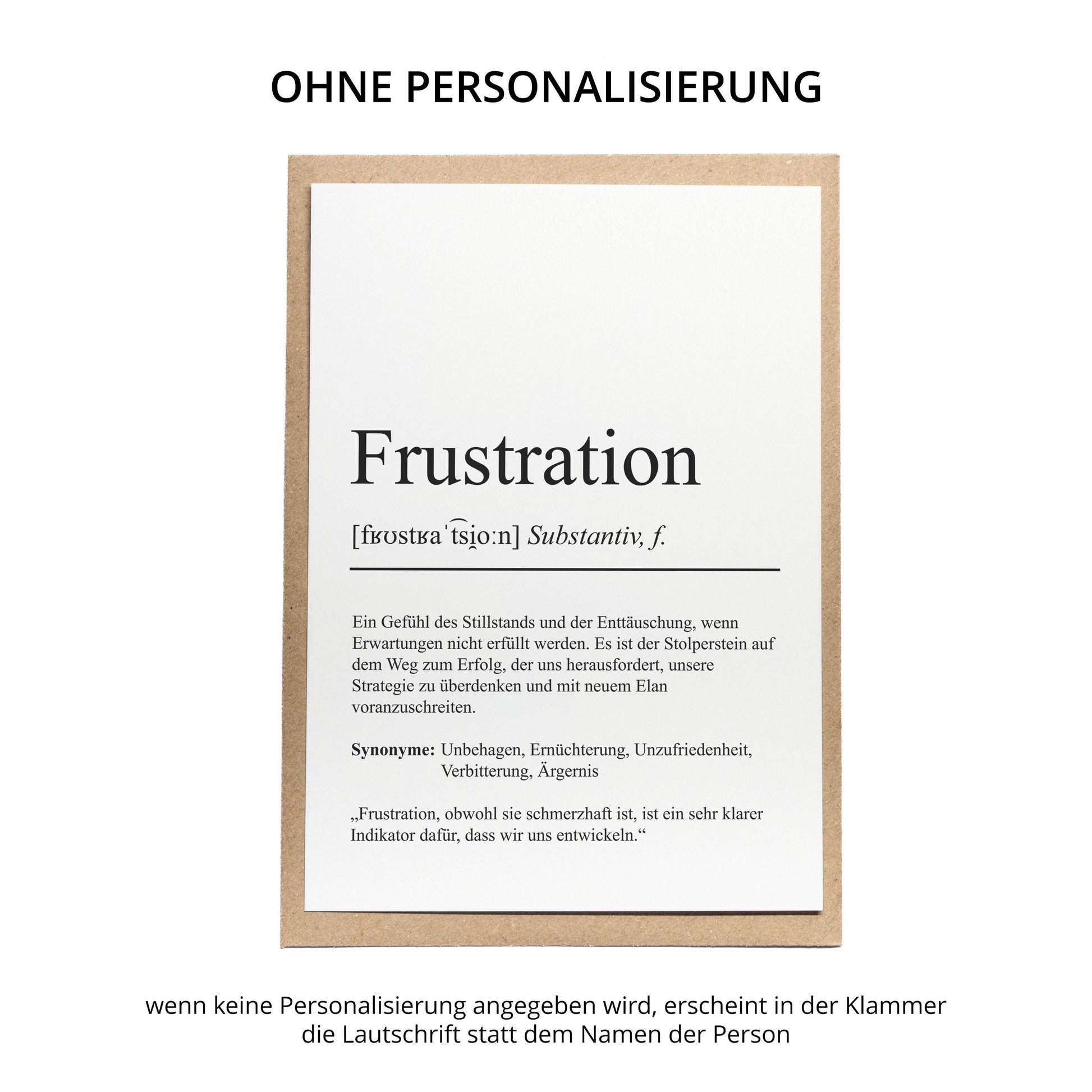 Frustration Definition Karte personaliserbar Emotionen Mutmacher Karte Spirituelle Karte Motivationskarte