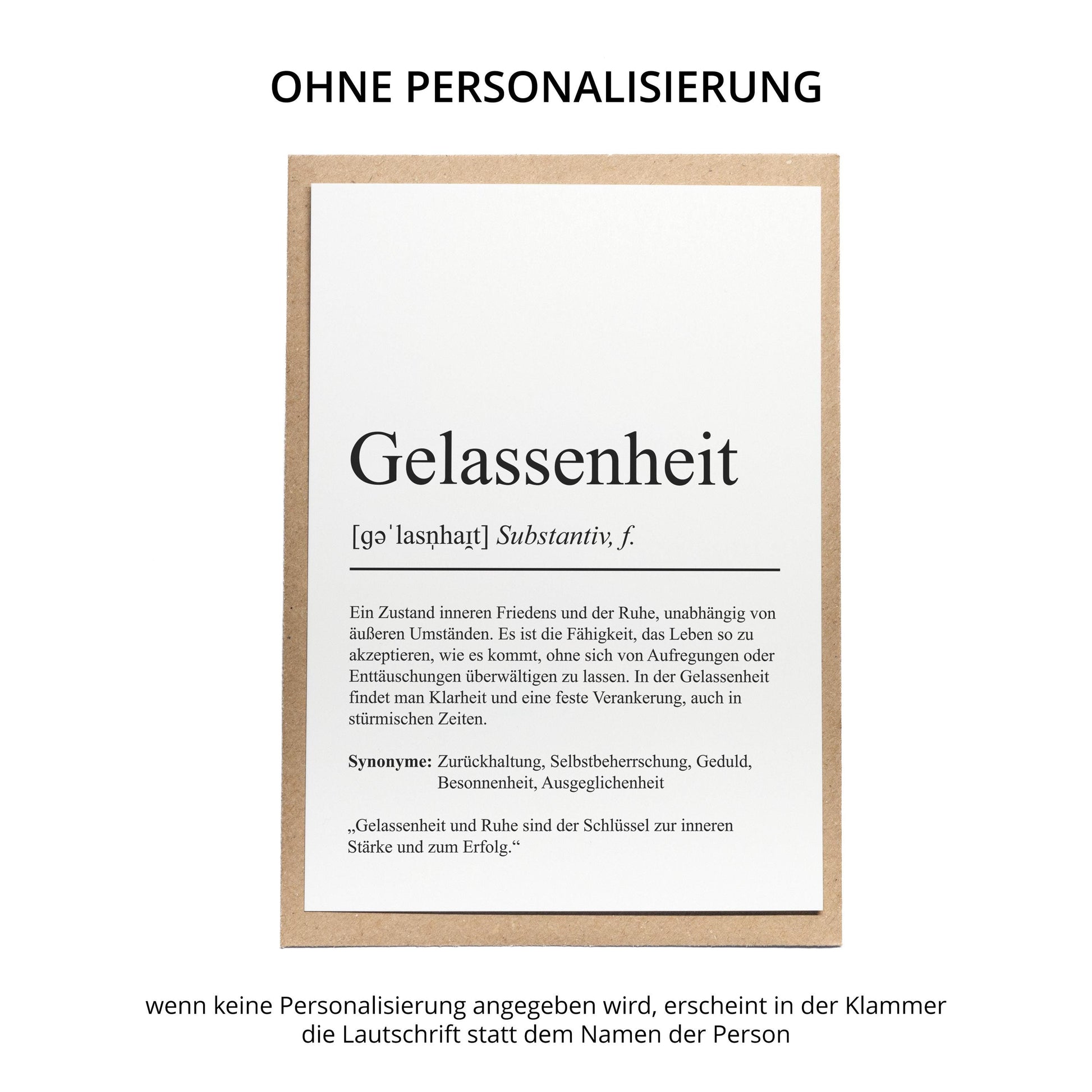 Gelassenheit Definition Karte personaliserbar Emotionen Mutmacher Karte Spirituelle Karte Motivationskarte