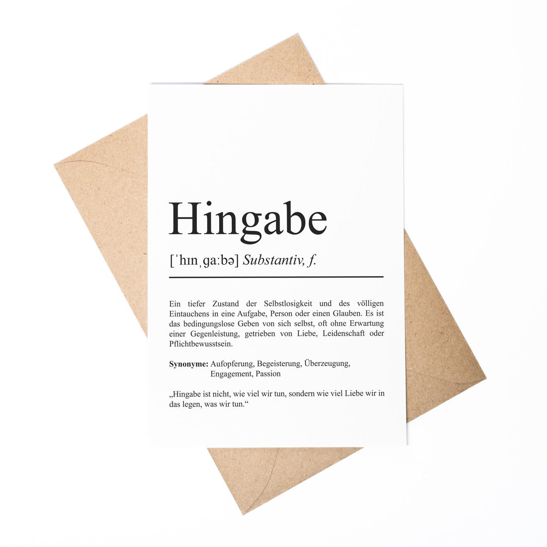 Hingabe Definition Karte personaliserbar Emotionen Mutmacher Karte Spirituelle Karte Motivationskarte