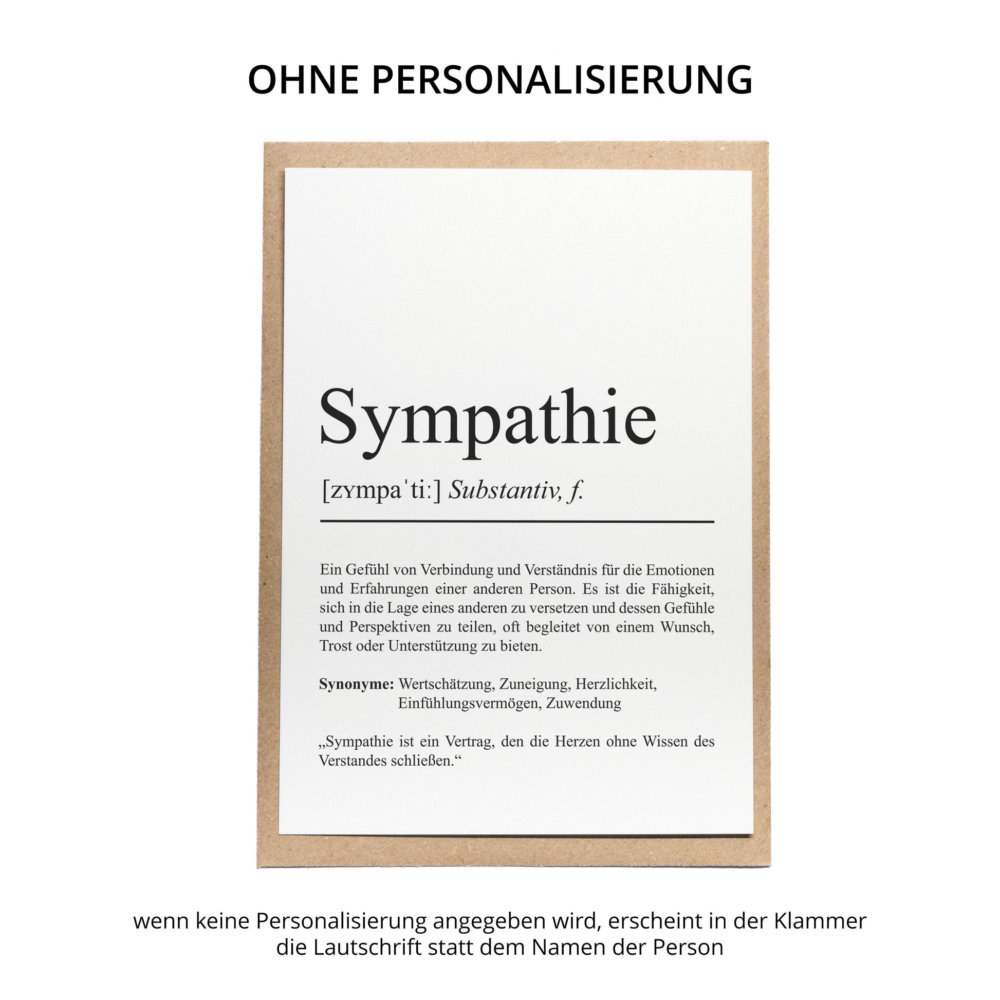 Sympathie Definition Karte personaliserbar Emotionen Mutmacher Karte Spirituelle Karte Motivationskarte