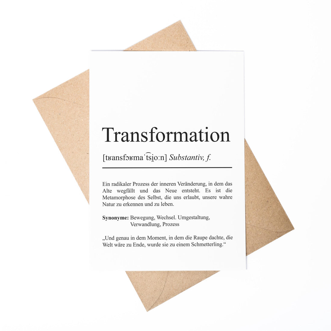 Transformation Definition Karte personaliserbar Emotionen Mutmacher Karte Spirituelle Karte Motivationskarte