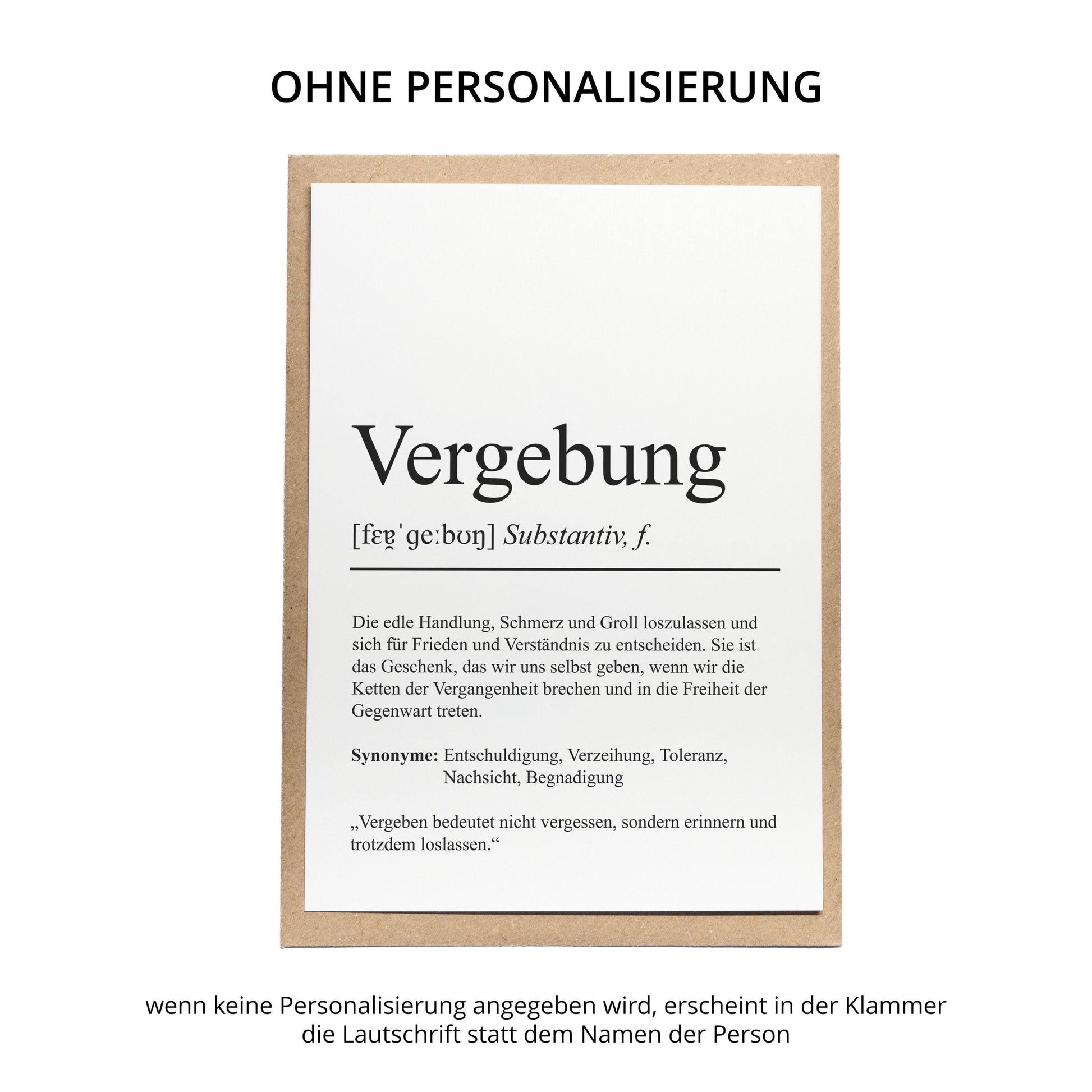 Vergebung Definition Karte personaliserbar Emotionen Mutmacher Karte Spirituelle Karte Motivationskarte