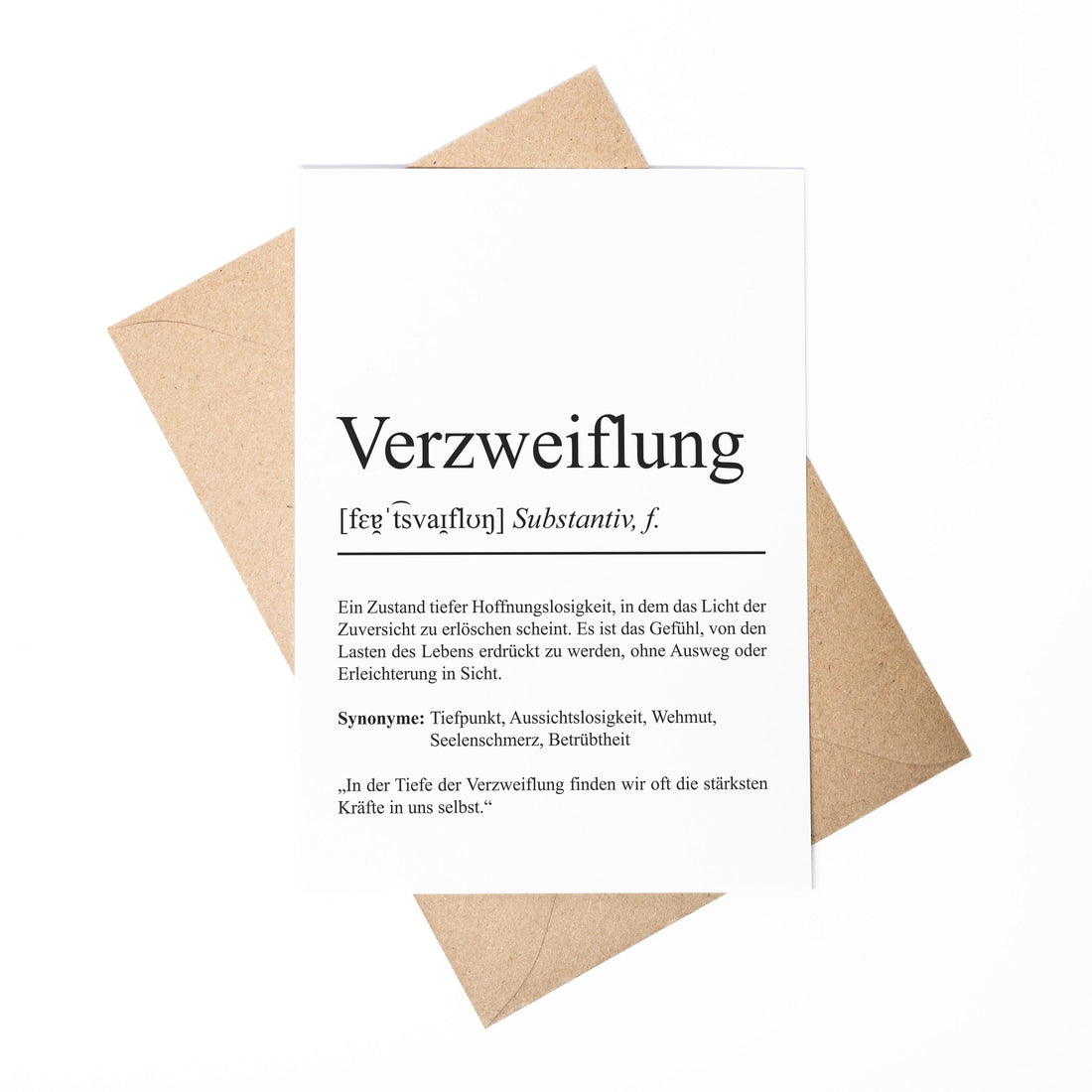 Verzweiflung Definition Karte personaliserbar Emotionen Mutmacher Karte Spirituelle Karte Motivationskarte