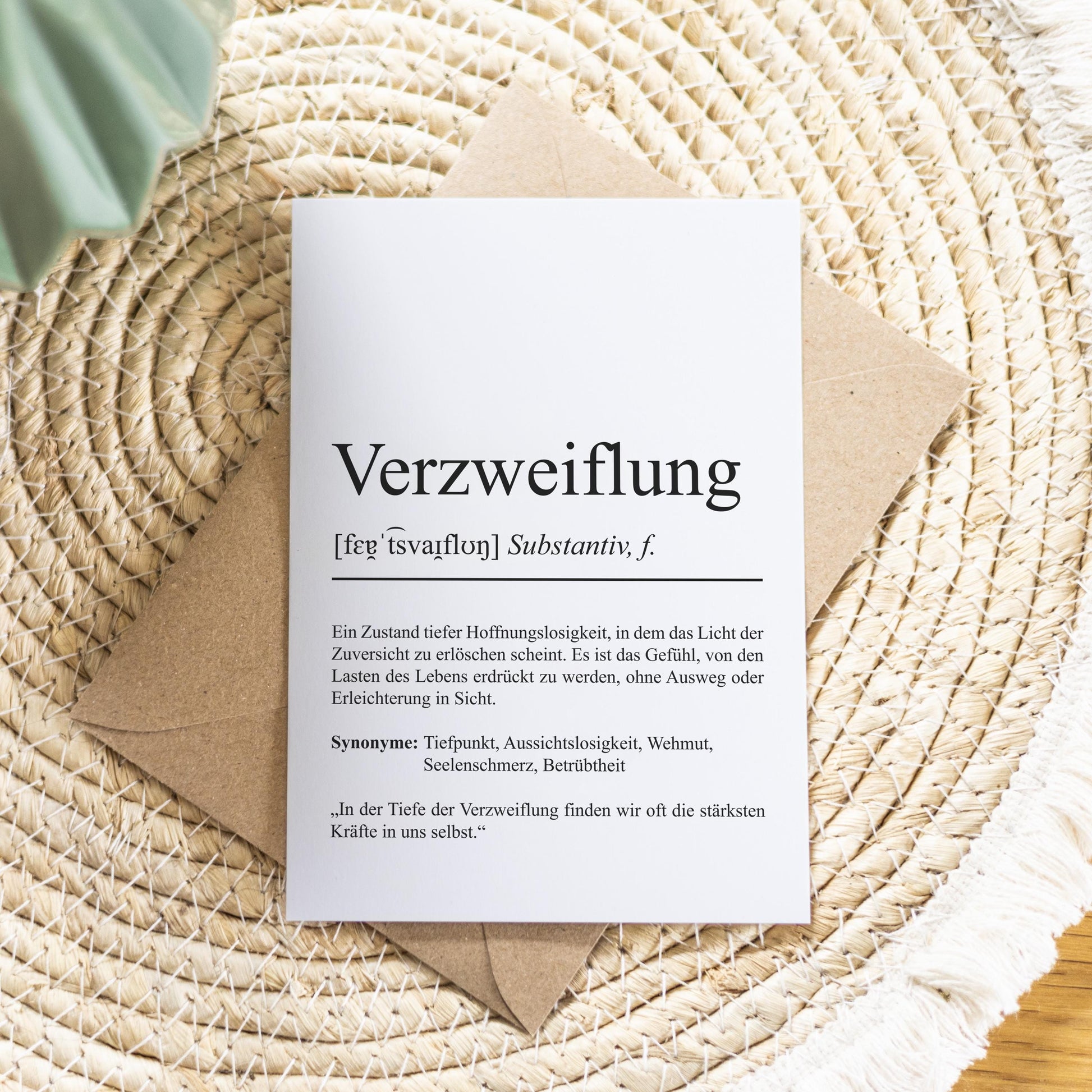 Verzweiflung Definition Karte personaliserbar Emotionen Mutmacher Karte Spirituelle Karte Motivationskarte