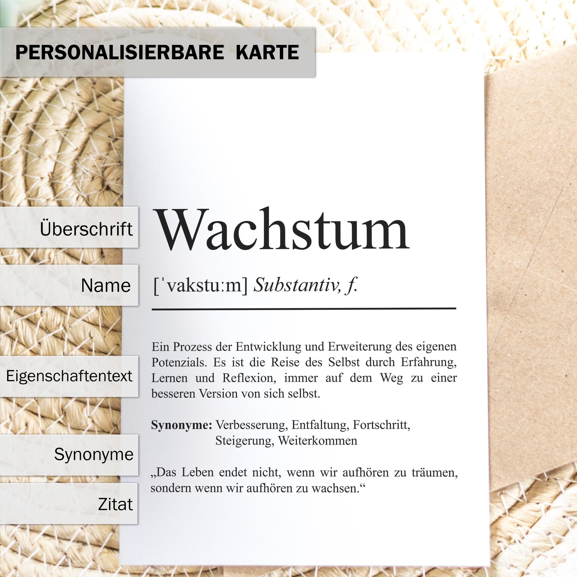 Wachstum Definition Karte personaliserbar Emotionen Mutmacher Karte Spirituelle Karte Motivationskarte
