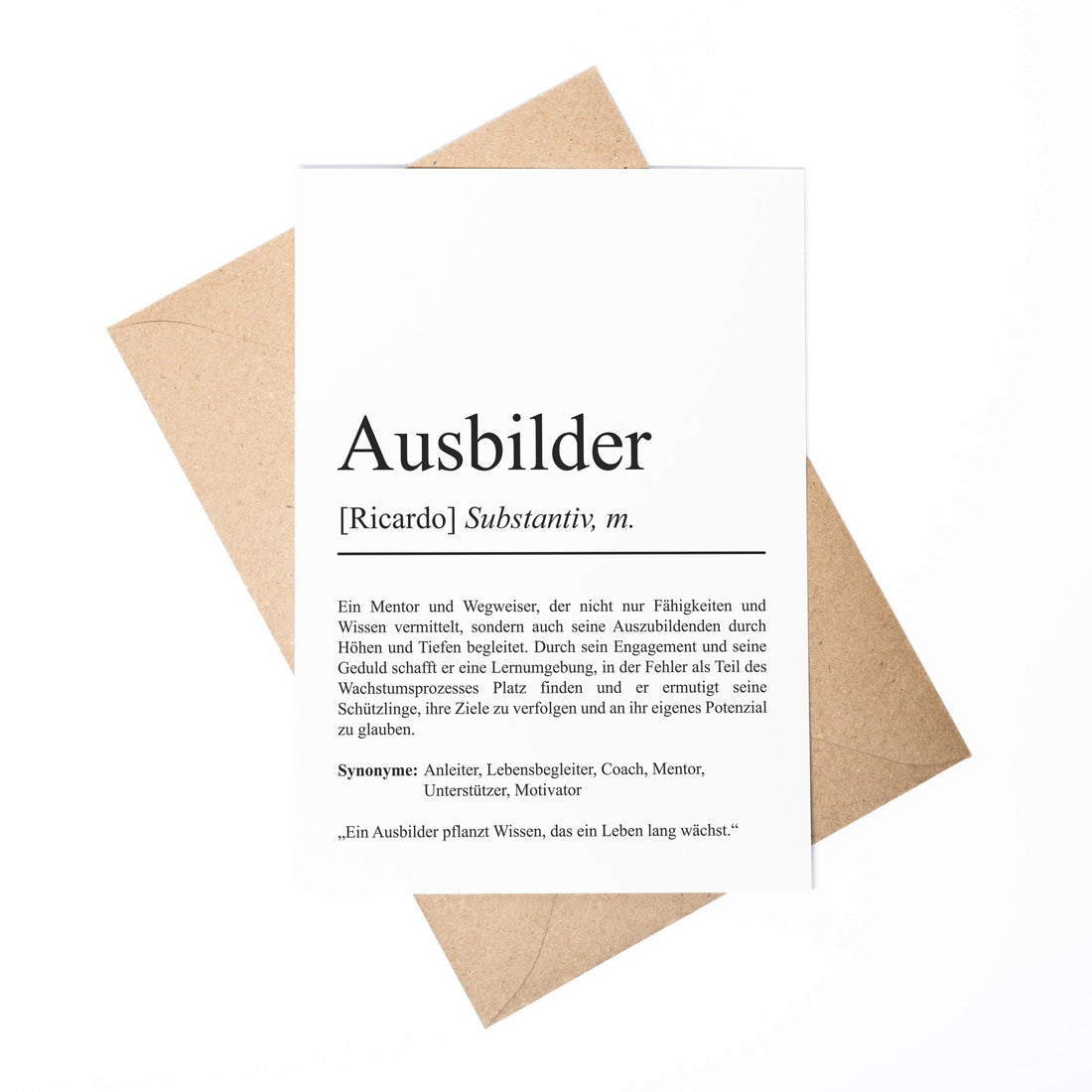 Ausbilder Definition Karte A6 personalisierbar mit Namen Beruf Postkarte Ausbilder Geschenk Geburtstag Ausbilder Klappkarte Definition
