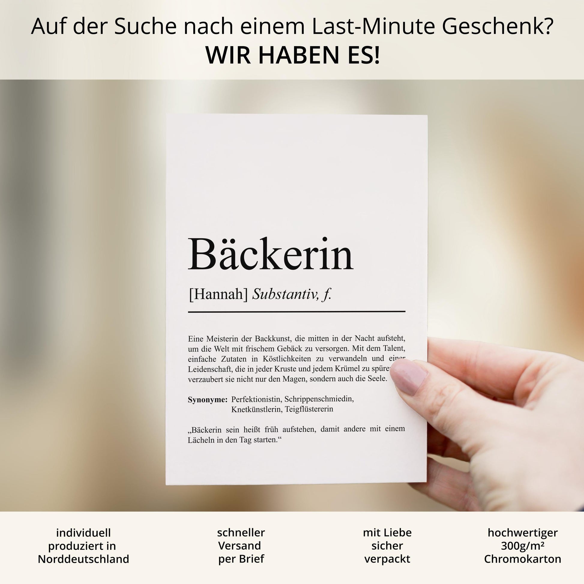 Bäckerin Definition Karte personalisierbar mit Namen Beruf Postkarte Bäckerin Geschenk Geburtstag Bäckerin Postkarte Definition
