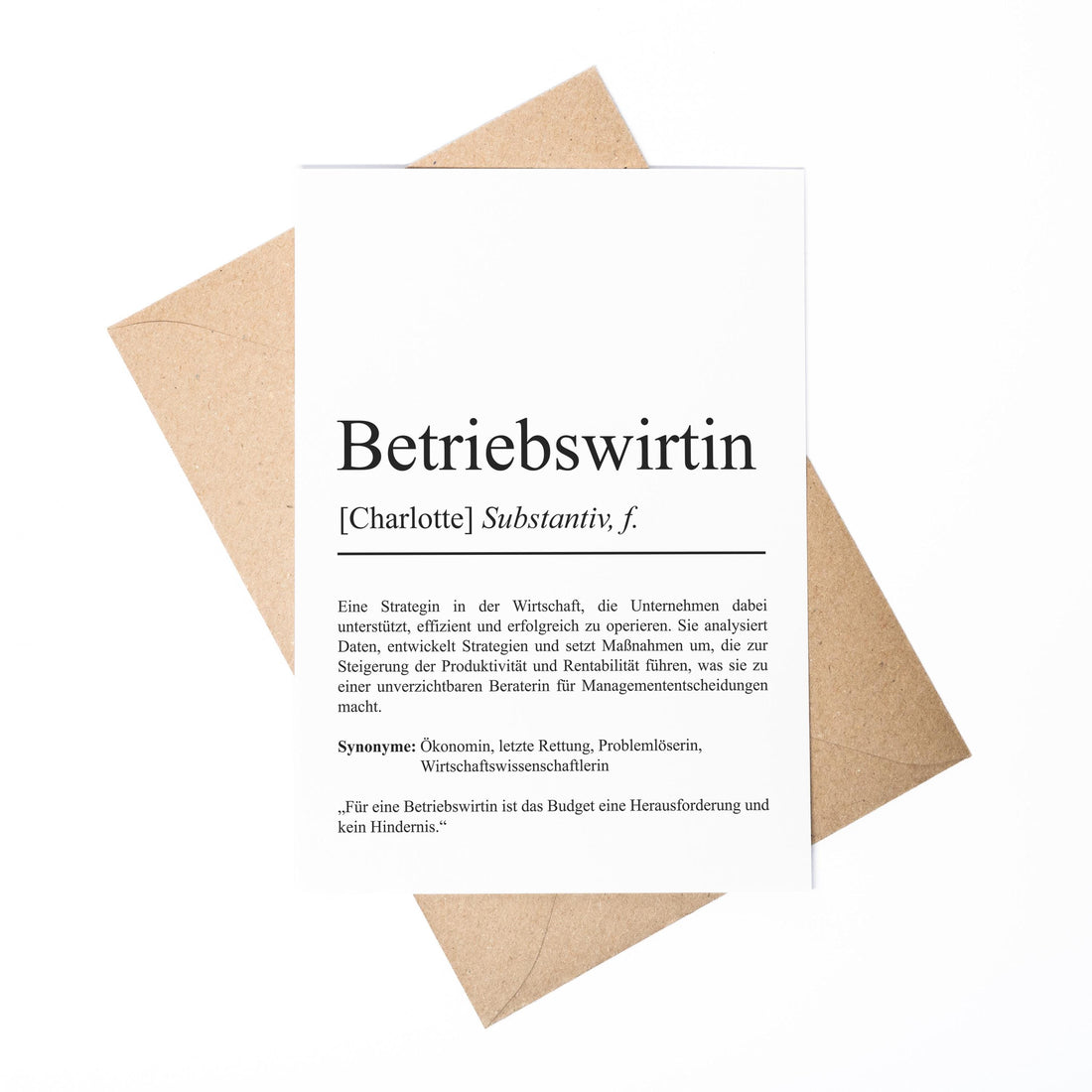 Betriebswirtin Definition Karte personalisierbar mit Namen Beruf Postkarte Betriebswirtin Geschenk Geburtstag Betriebswirtin Postkarte