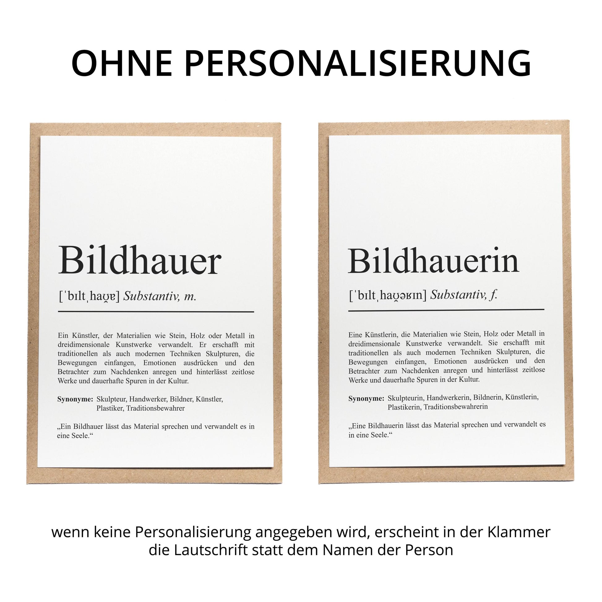 Bildhauerin Definition Karte personalisierbar mit Namen Beruf Grußkarte Bildhauerin Geschenk Geburtstag Bildhauerin Postkarte Definition