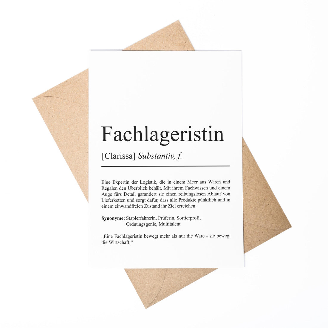 Fachlageristin Definition Karte personalisierbar mit Namen Beruf Grußkarte Fachlageristin Geschenk Geburtstag Fachlageristin Postkarte