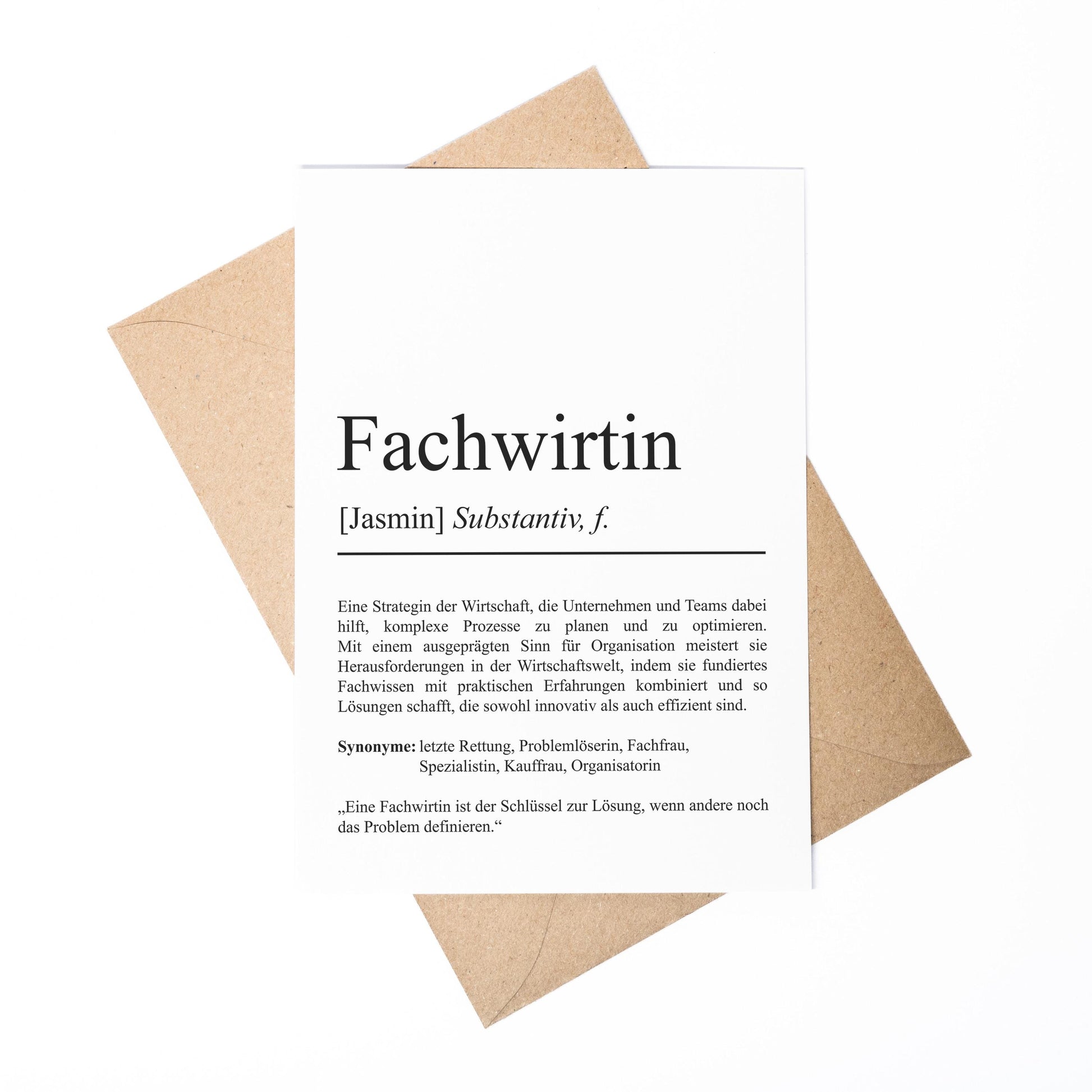 Fachwirtin Definition Karte A6 personalisierbar mit Namen Beruf Grußkarte Fachwirtin Geschenk Geburtstag Fachwirtin Klappkarte Definition