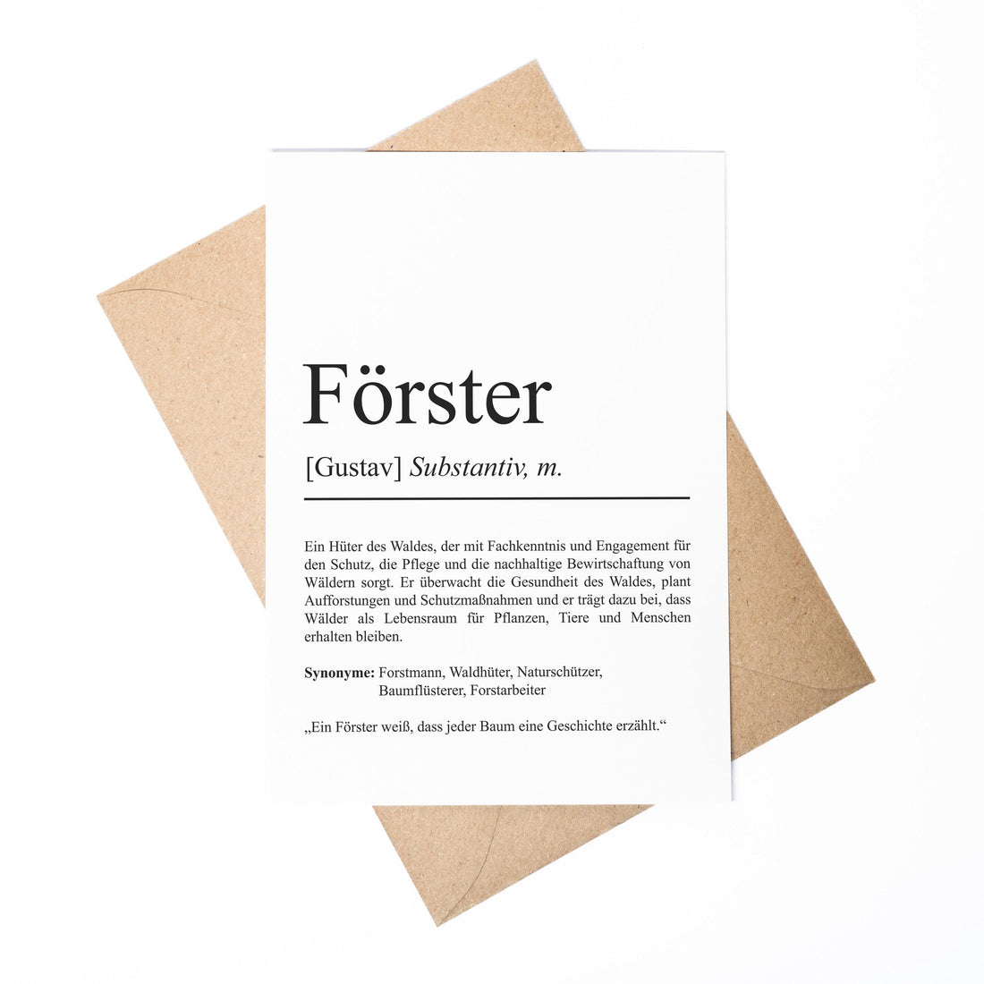 Förster Definition Karte A6 personalisierbar mit Namen Beruf Grußkarte Förster Geschenk Geburtstag Förster Klappkarte Definition