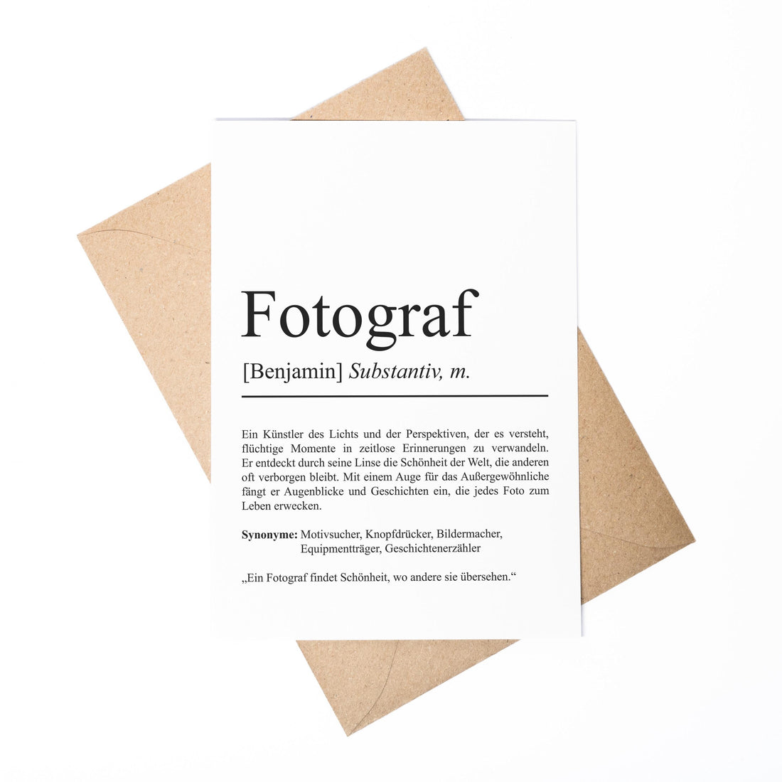 Fotograf Definition Karte personalisierbar mit Namen Beruf Grußkarte Fotograf Geschenk Geburtstag Fotograf Postkarte Definition