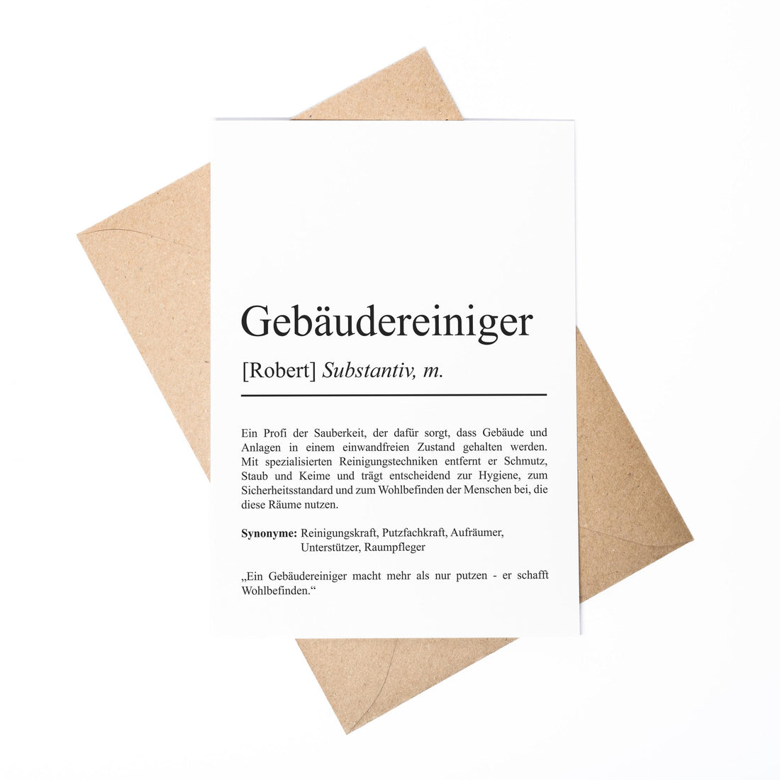 Gebäudereiniger Definition Karte personalisierbar mit Namen Beruf Grußkarte Reiniger Geschenk Geburtstag Reiniger Postkarte Definition