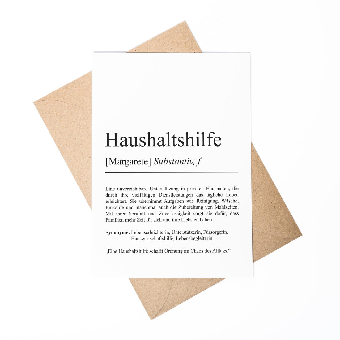 Haushaltshilfe Definition Karte A6 personalisierbar mit Namen Beruf Grußkarte Haushaltshilfe Geschenk Geburtstag Helferin Klappkarte