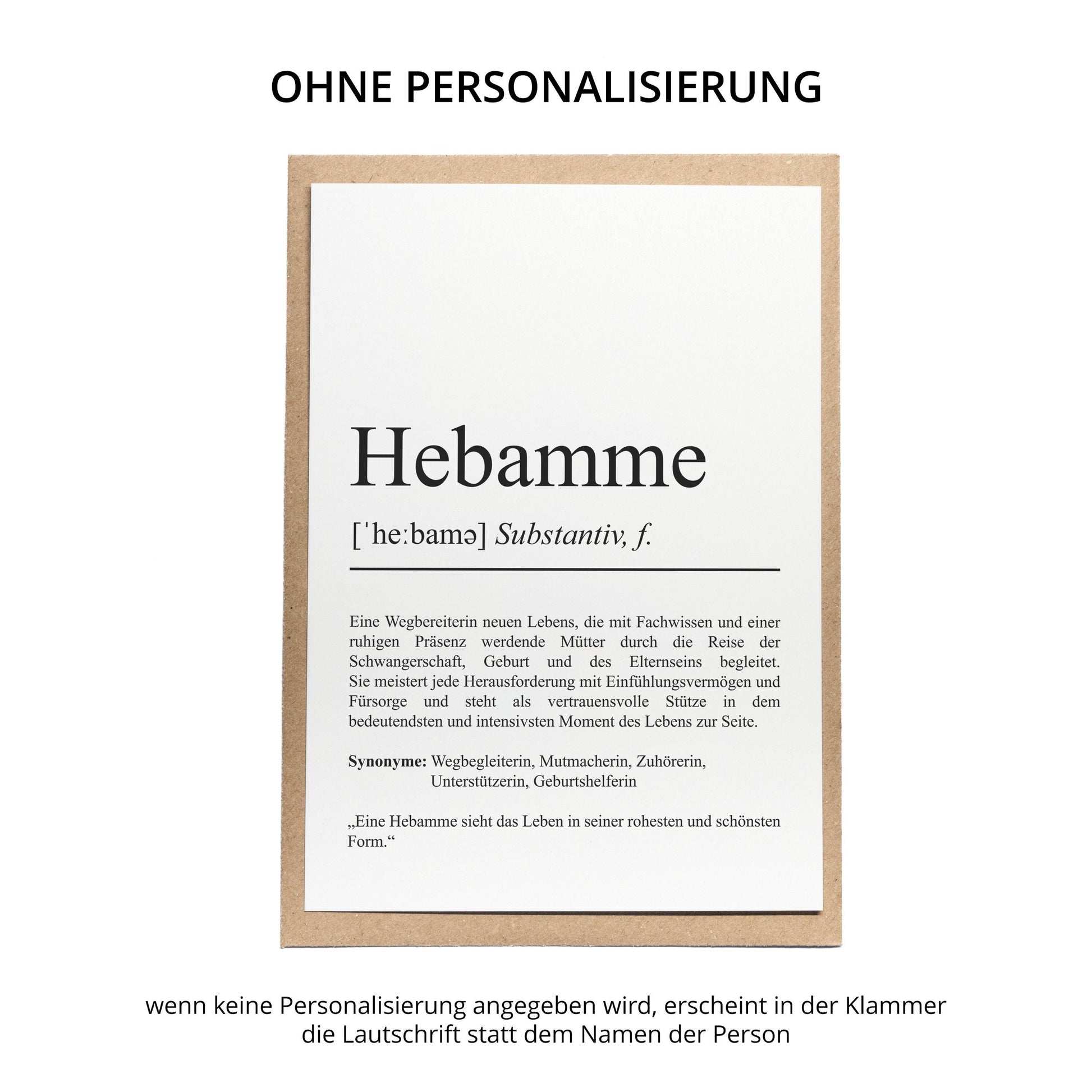 Hebamme Definition Karte personalisierbar mit Namen Beruf Grußkarte Hebamme Geschenk Geburtstag Hebamme Postkarte Definition