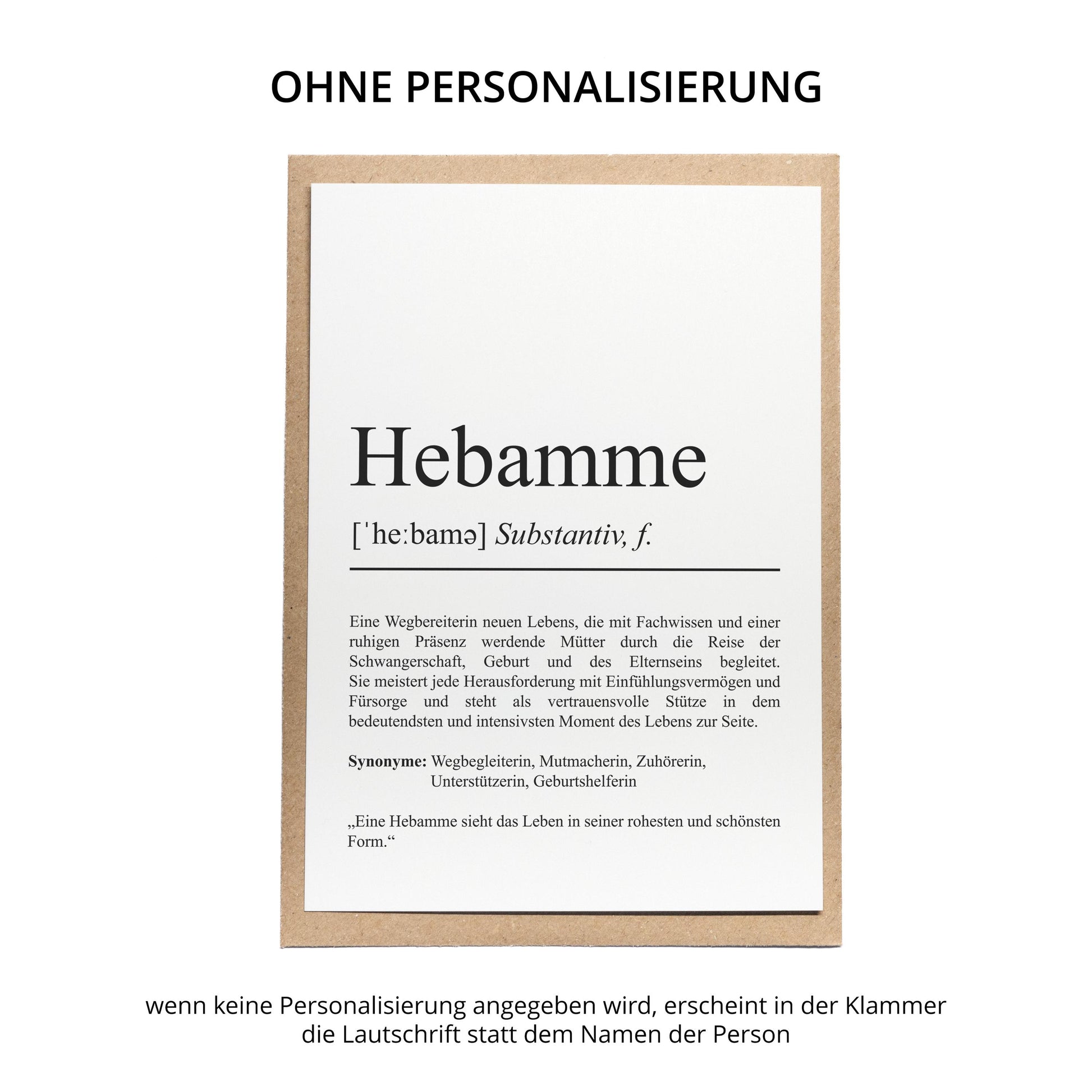 Hebamme Definition Karte personalisierbar mit Namen Beruf Grußkarte Hebamme Geschenk Geburtstag Hebamme Postkarte Definition