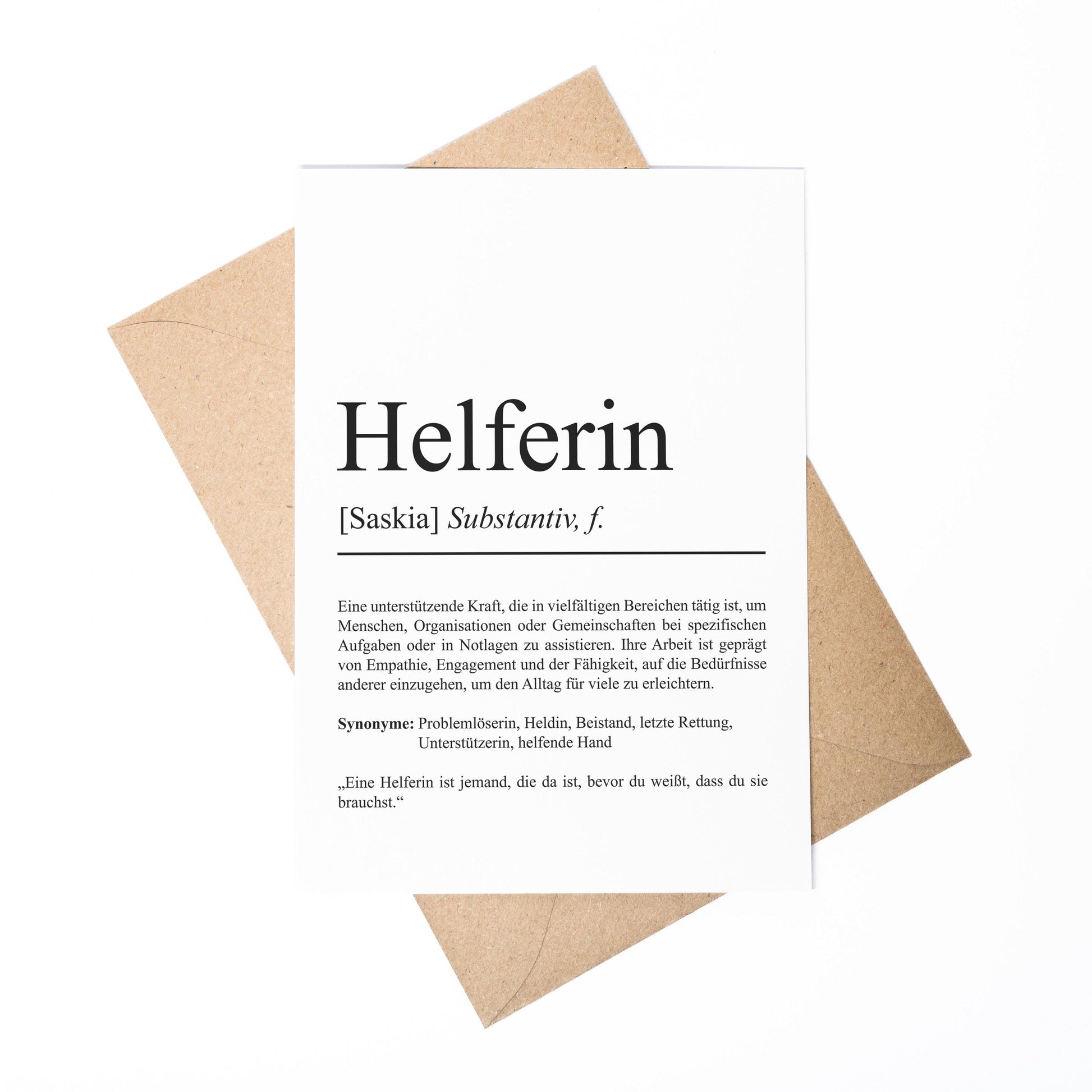 Helferin Definition Karte personalisierbar mit Namen Beruf Grußkarte Helferin Geschenk Geburtstag Helferin Postkarte Definition