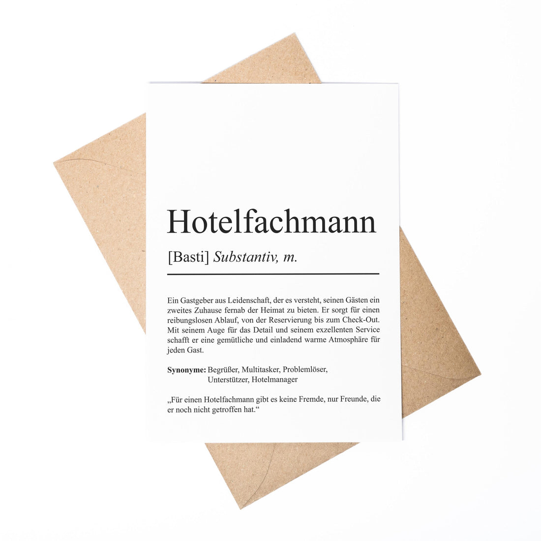 Hotelfachmann Definition Karte A6 personalisierbar mit Namen Beruf Grußkarte Hotelfachmann Geschenk Geburtstag Hotelfachmann Klappkarte