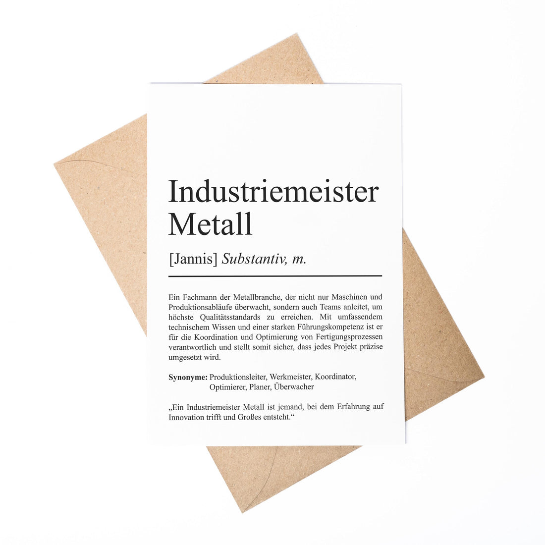 Industriemeister Metall Definition Karte personalisierbar mit Namen Beruf Grußkarte Industriemeister Geschenk Geburtstag Meister Postkarte