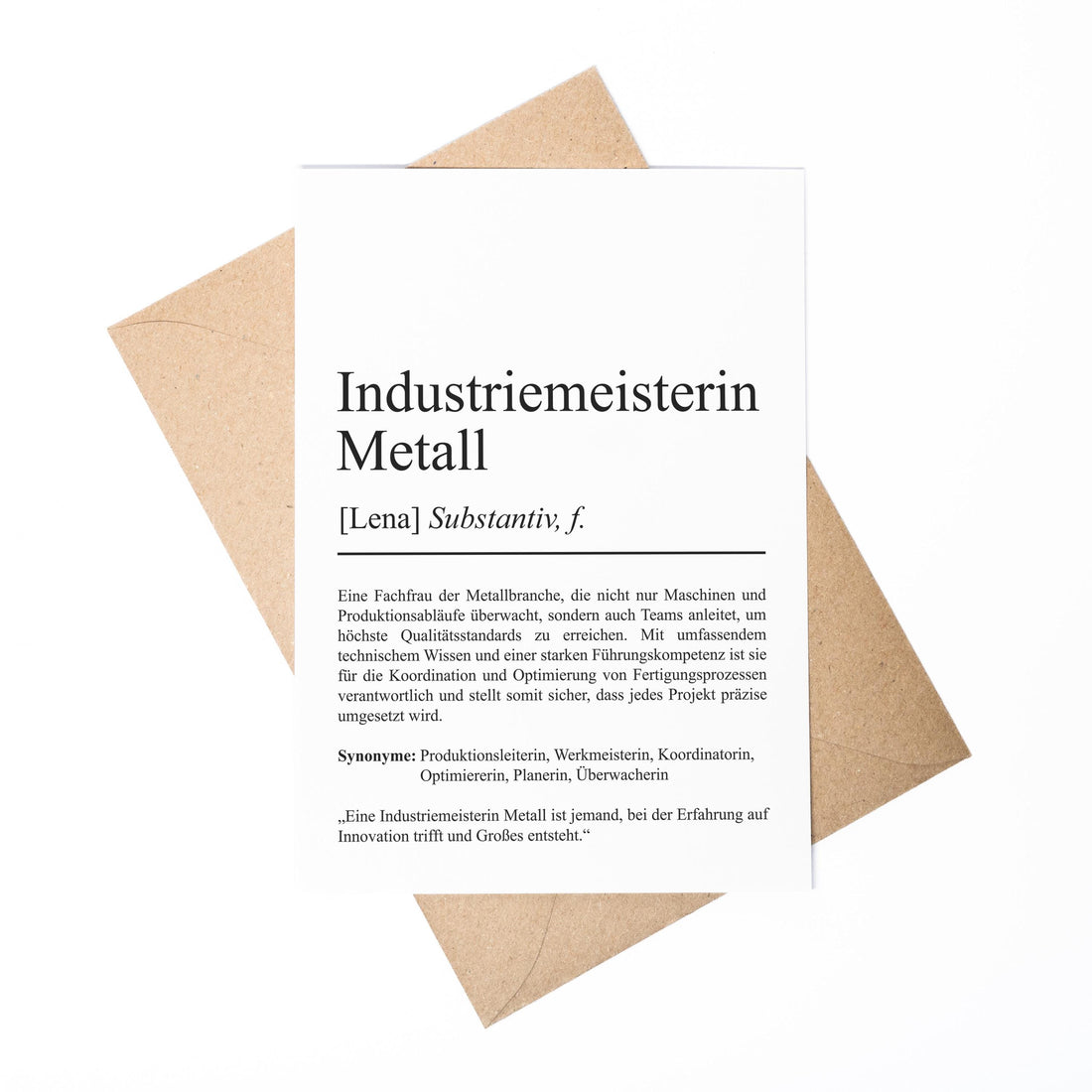 Industriemeisterin Metall Definition Karte personalisierbar mit Namen Beruf Grußkarte Industriemeisterin Geschenk Geburtstag Postkarte