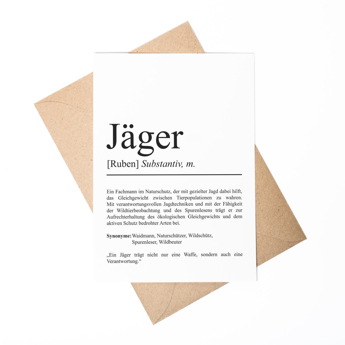 Jäger Definition Karte personalisierbar mit Namen Beruf Grußkarte Jäger Geschenk Geburtstag Jäger Postkarte Definition