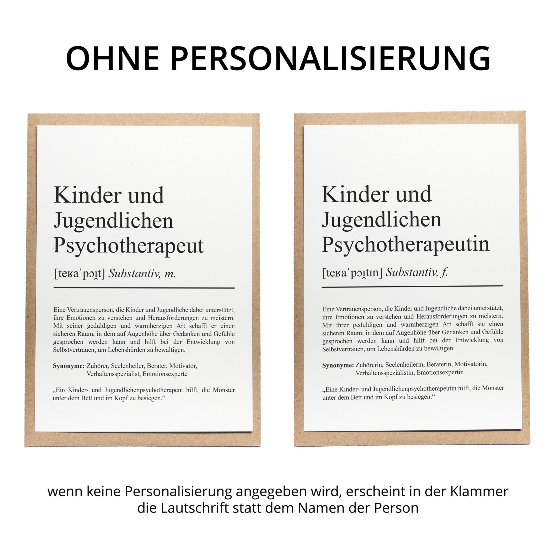 Kinder- und Jugendlichenpsychotherapeutin Definition Karte personalisierbar mit Namen Beruf Grußkarte Kinder & Jugendlichenpsychotherapeutin