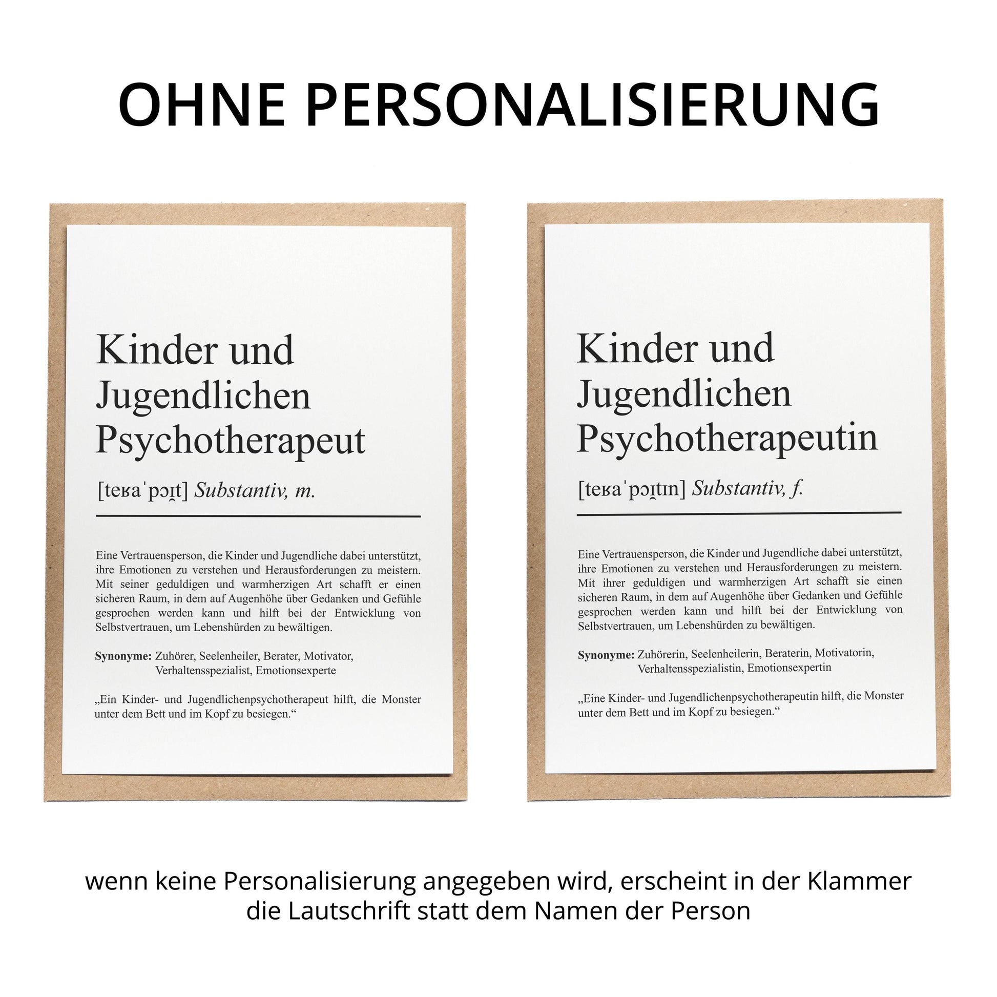 Kinder- und Jugendlichenpsychotherapeutin Definition Karte personalisierbar mit Namen Beruf Grußkarte Kinder & Jugendlichenpsychotherapeutin