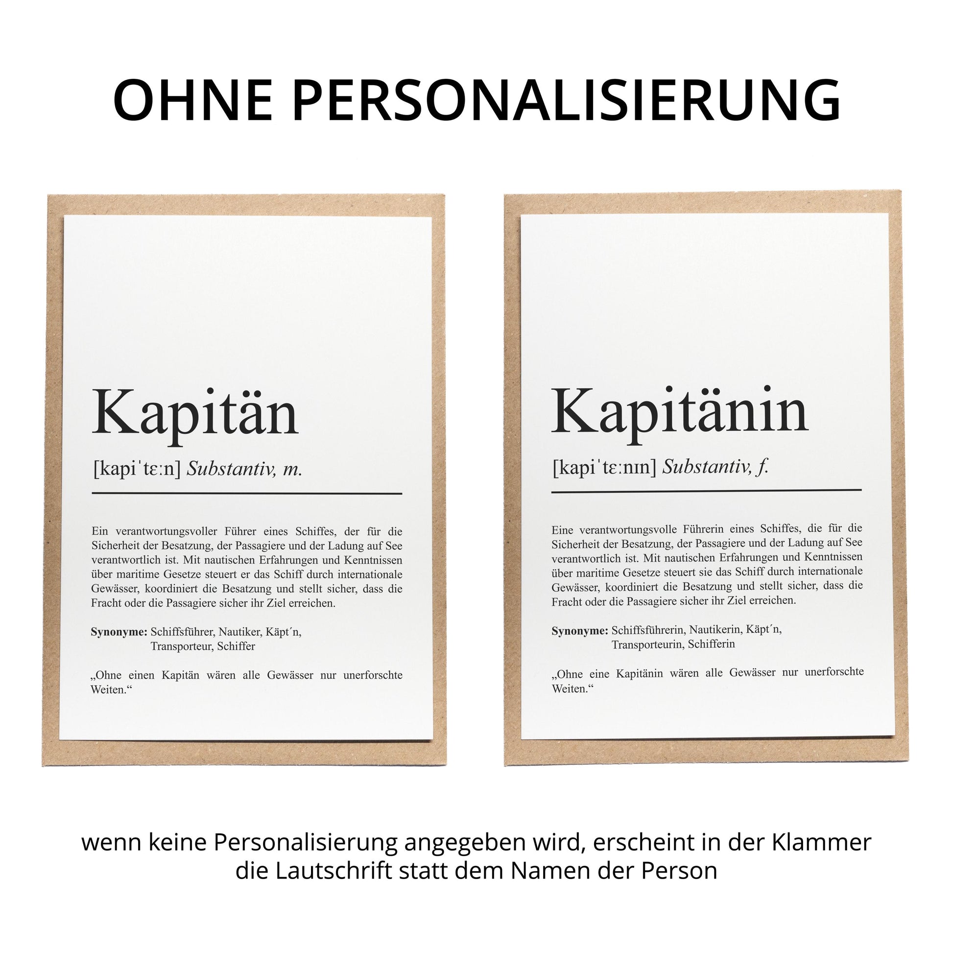 Kapitän Definition A6 Karte personalisierbar mit Namen Beruf Grußkarte Kapitän Geschenk Geburtstag Kapitän Klappkarte Definition