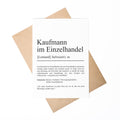 Kaufmann Einzelhandel A6 Definition Karte personalisierbar mit Namen Beruf Grußkarte Kaufmann Geschenk Geburtstag Kaufmann Klappkarte