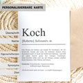 Koch Definition Karte personalisierbar mit Namen Beruf Grußkarte Koch Geschenk Geburtstag Koch Postkarte Definition