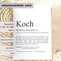 Koch Definition Karte personalisierbar mit Namen Beruf Grußkarte Koch Geschenk Geburtstag Koch Postkarte Definition