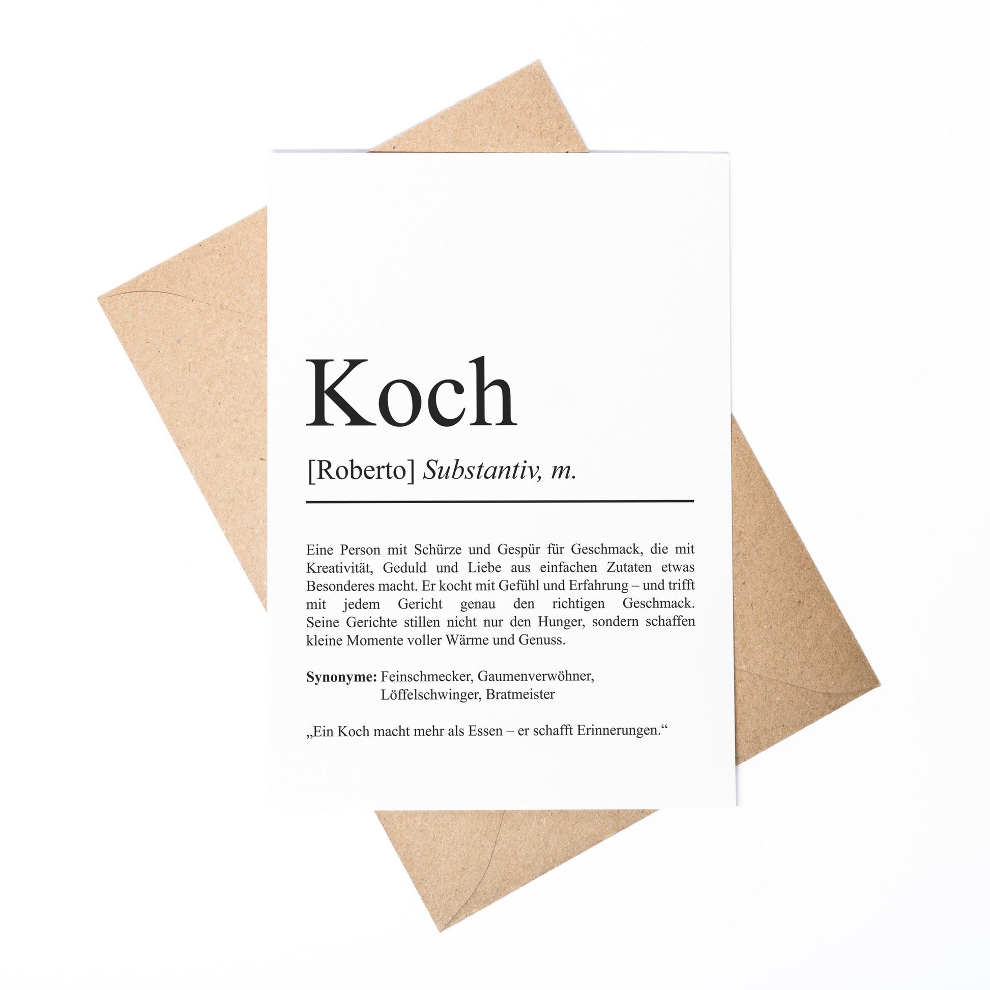Koch Definition A6 Karte personalisierbar mit Namen Beruf Grußkarte Koch Geschenk Geburtstag Koch Klappkarte Definition