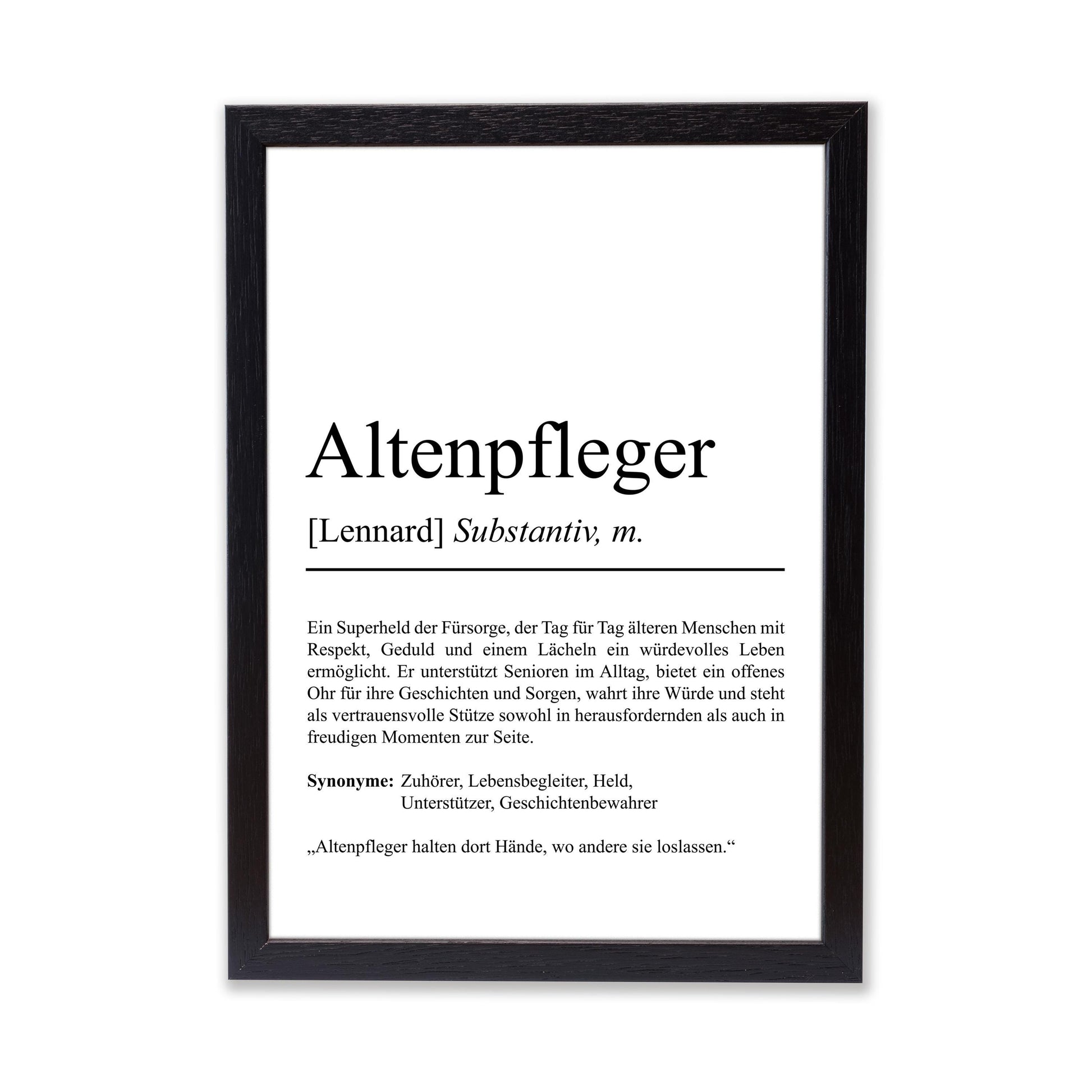 Altenpfleger Definition Poster personalisierbar mit Namen Beruf Poster Altenpfleger Geschenk Einzug Geburtstag Geschenk Pfleger Poster Beruf