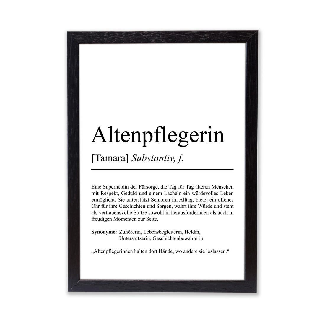 Altenpflegerin Definition Poster personalisierbar mit Namen Beruf Poster Pflegerin Geschenk Einzug Geburtstag Geschenk Pflegerin Poster