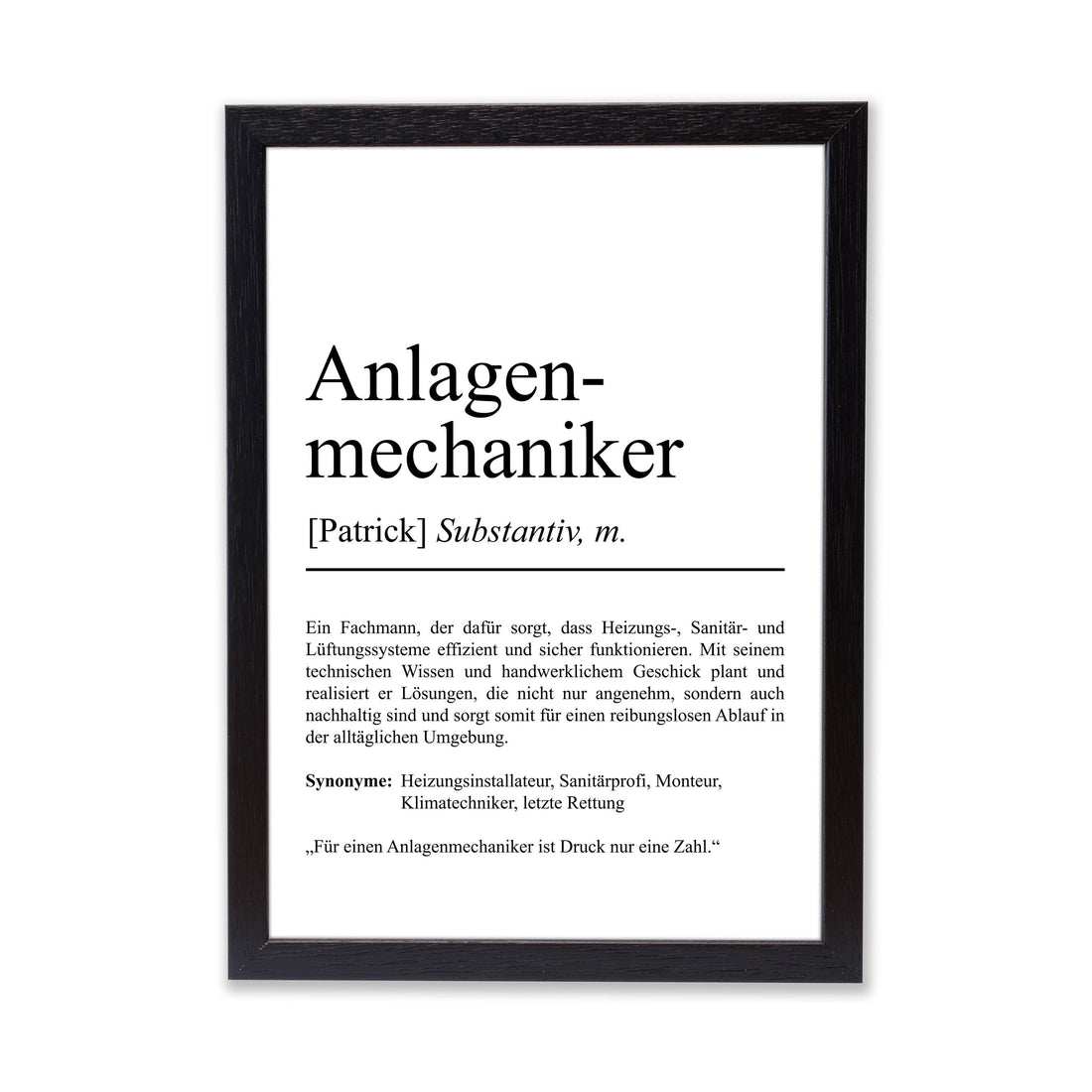 Anlagenmechaniker Definition Poster personalisierbar mit Namen Beruf Poster Mechaniker Geschenk Einzug Geburtstag Geschenk Mechaniker Poster
