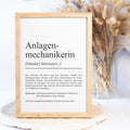 Anlagenmechaniker Definition Poster personalisierbar mit Namen Beruf Poster Mechaniker Geschenk Einzug Geburtstag Geschenk Mechaniker Poster