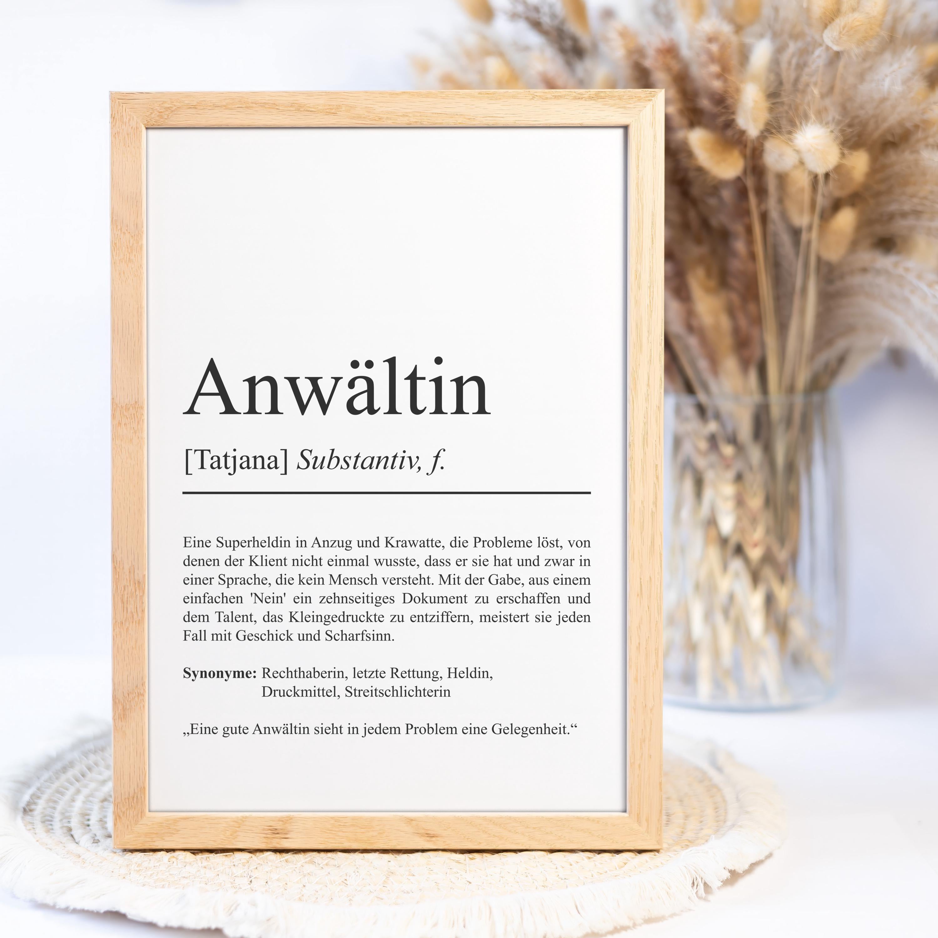 Personalisierte Juristen-Silhouette Mit Namen – Geschenk Für Anwälte, Rechtsanwälte, Juristen & Kanzlei-Deko