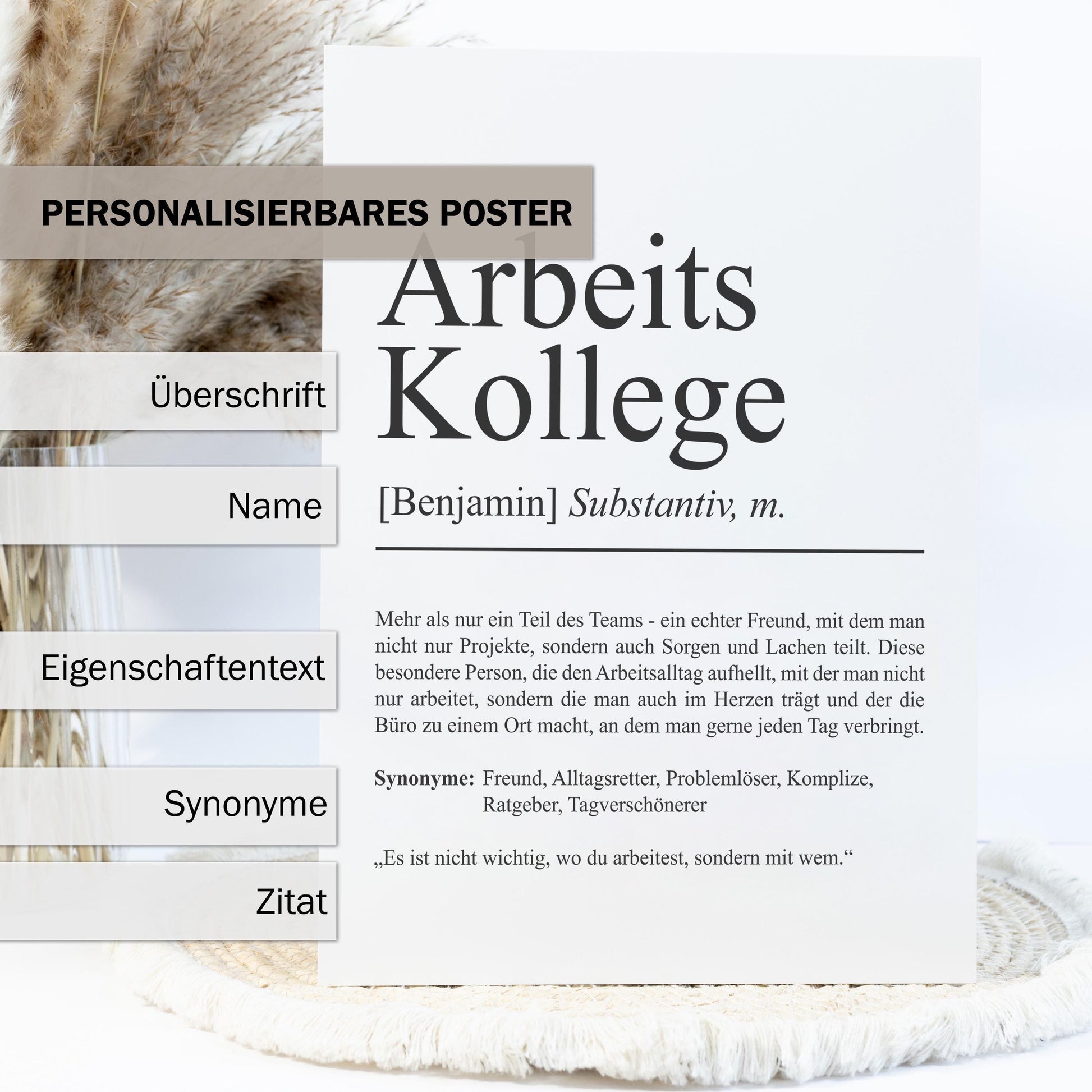 Arbeitskollege Definition Poster personalisierbar mit Namen Beruf Poster Kollege Geschenk Einzug Geburtstag Geschenk Kollege Poster Beruf