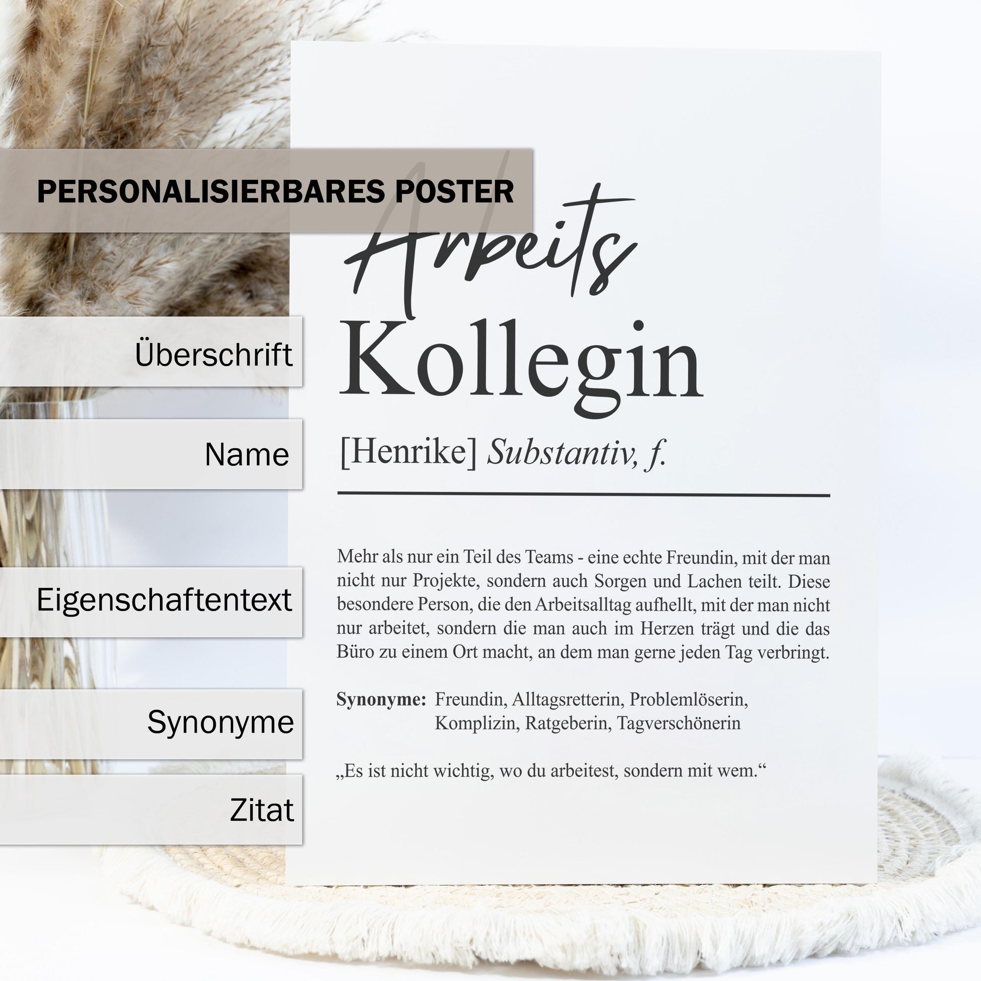 Arbeitskollegin Definition Poster personalisierbar mit Namen Beruf Poster Kollegin Geschenk Einzug Geburtstag Geschenk Kollegin Poster Beruf