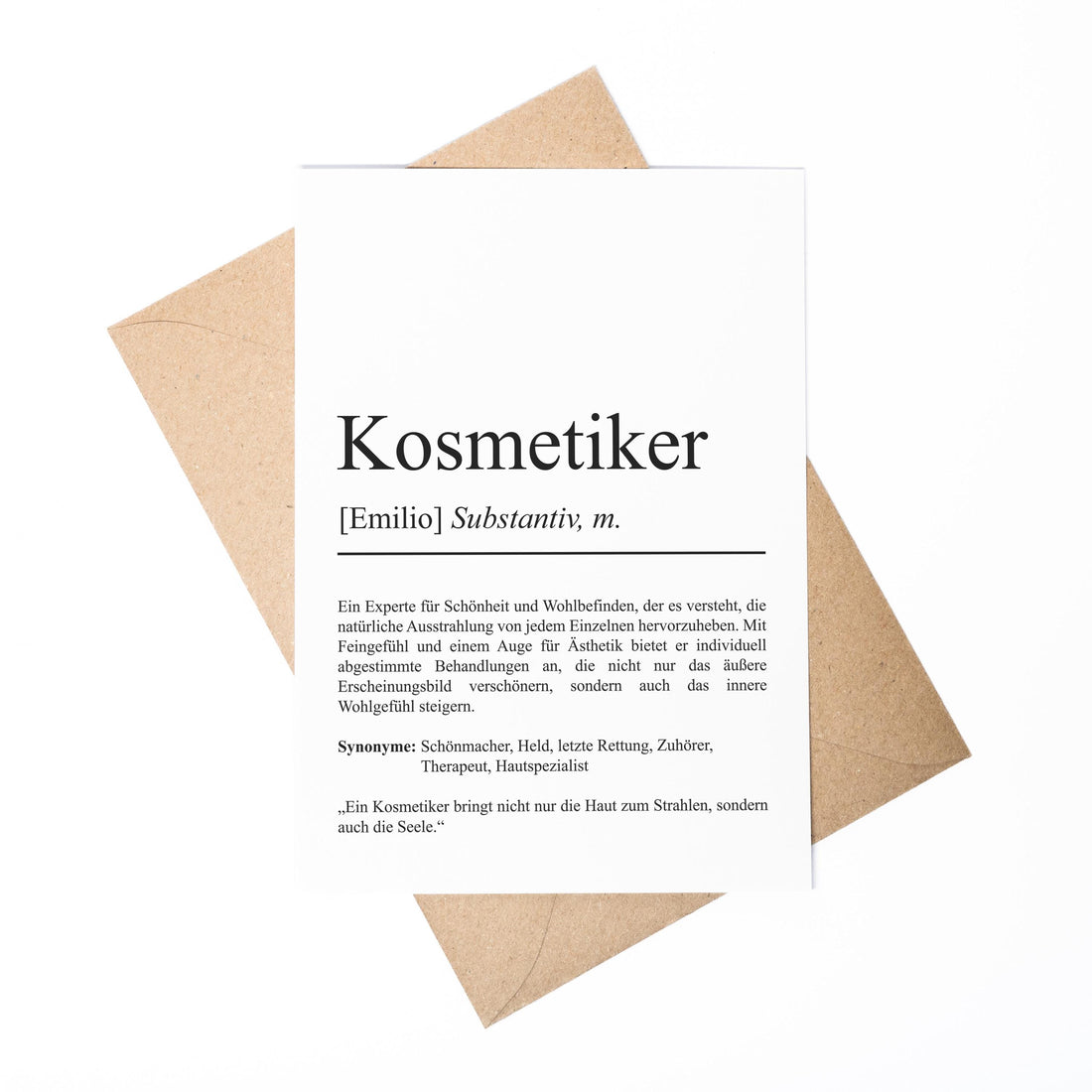 Kosmetiker Definition A6 Karte personalisierbar mit Namen Beruf Grußkarte Kosmetiker Geschenk Geburtstag Kosmetiker Klappkarte Definition