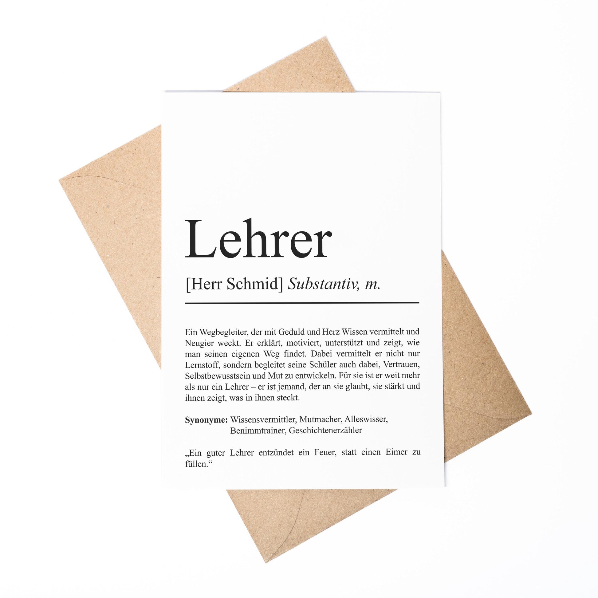 Lehrer Definition A6 Karte personalisierbar mit Namen Beruf Grußkarte Lehrer Geschenk Geburtstag Lehrer Klappkarte Definition