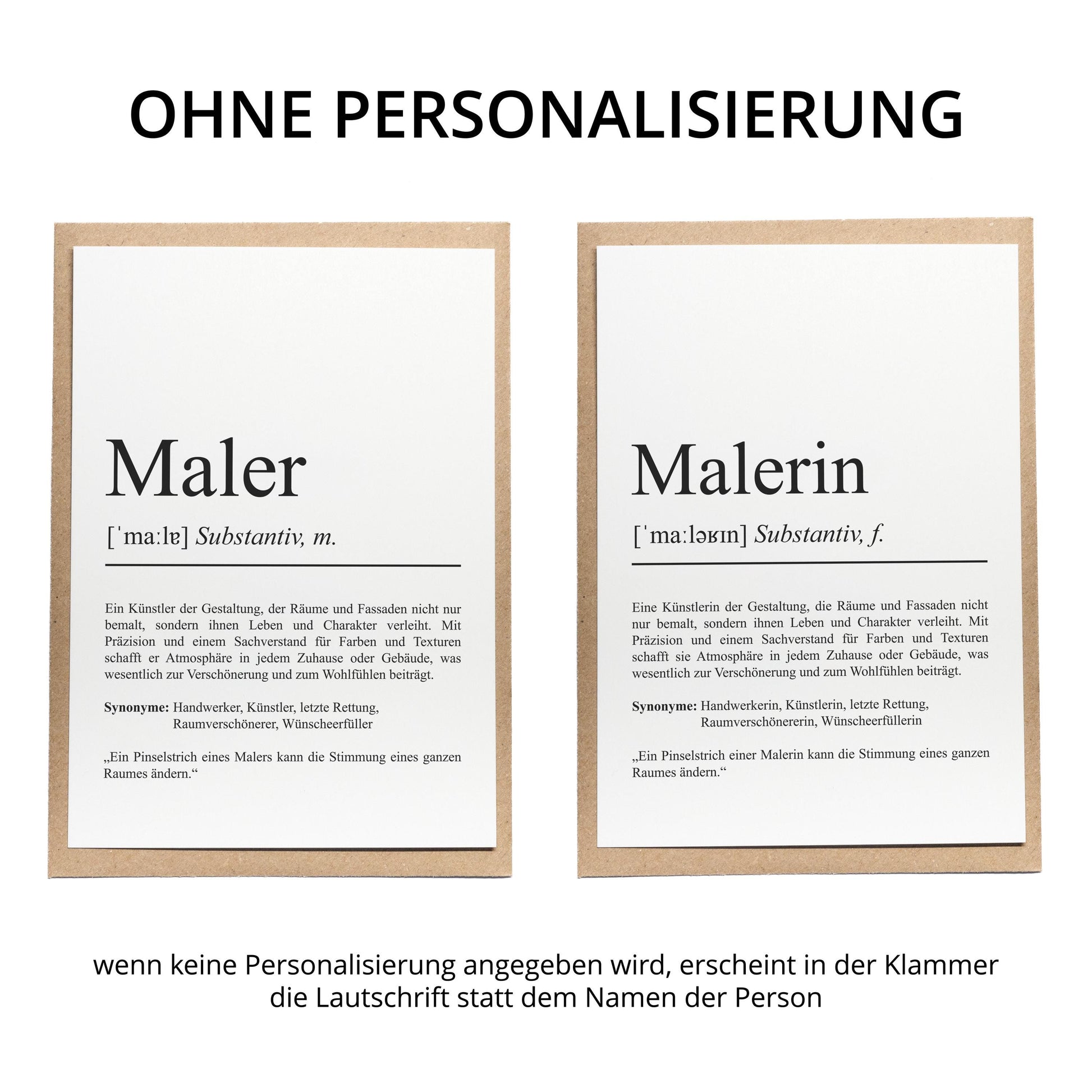 Malerin Definition Karte personalisierbar mit Namen Beruf Grußkarte Malerin Geschenk Geburtstag Malerin Postkarte Definition