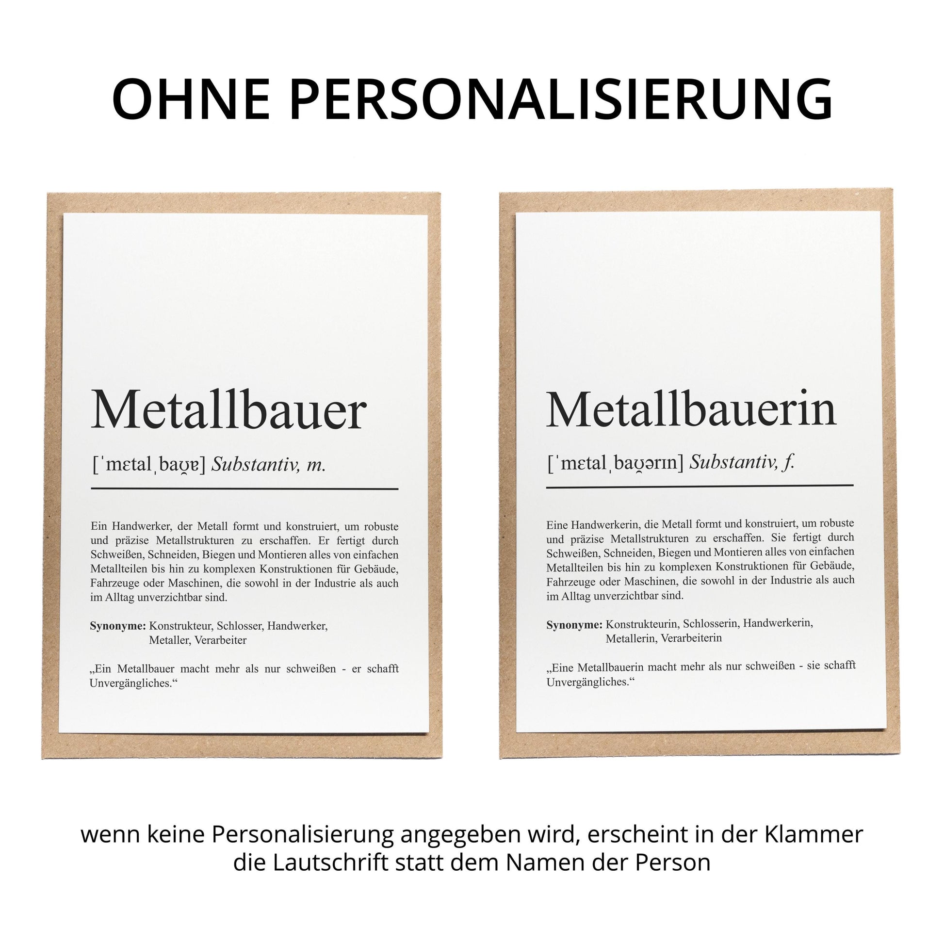 Metallbauer Definition Karte personalisierbar mit Namen Beruf Grußkarte Metallbauer Geschenk Geburtstag Metallbauer Postkarte Definition