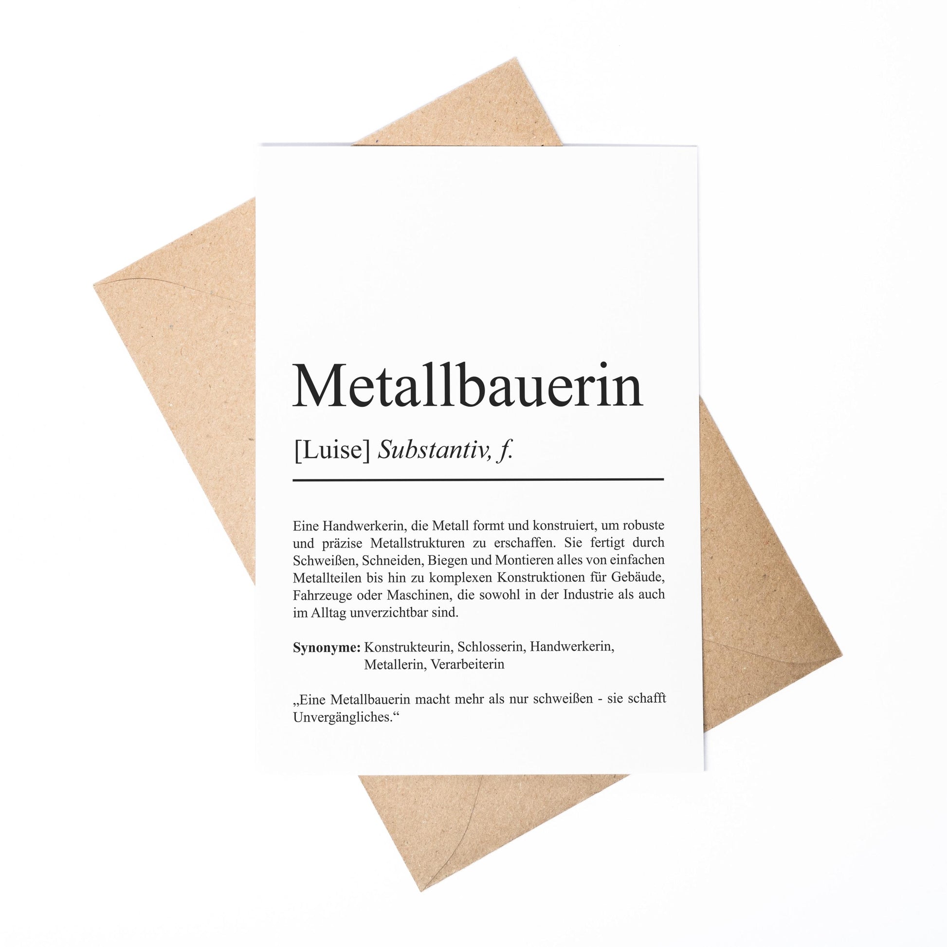Metallbauer Definition Karte personalisierbar mit Namen Beruf Grußkarte Metallbauer Geschenk Geburtstag Metallbauer Postkarte Definition